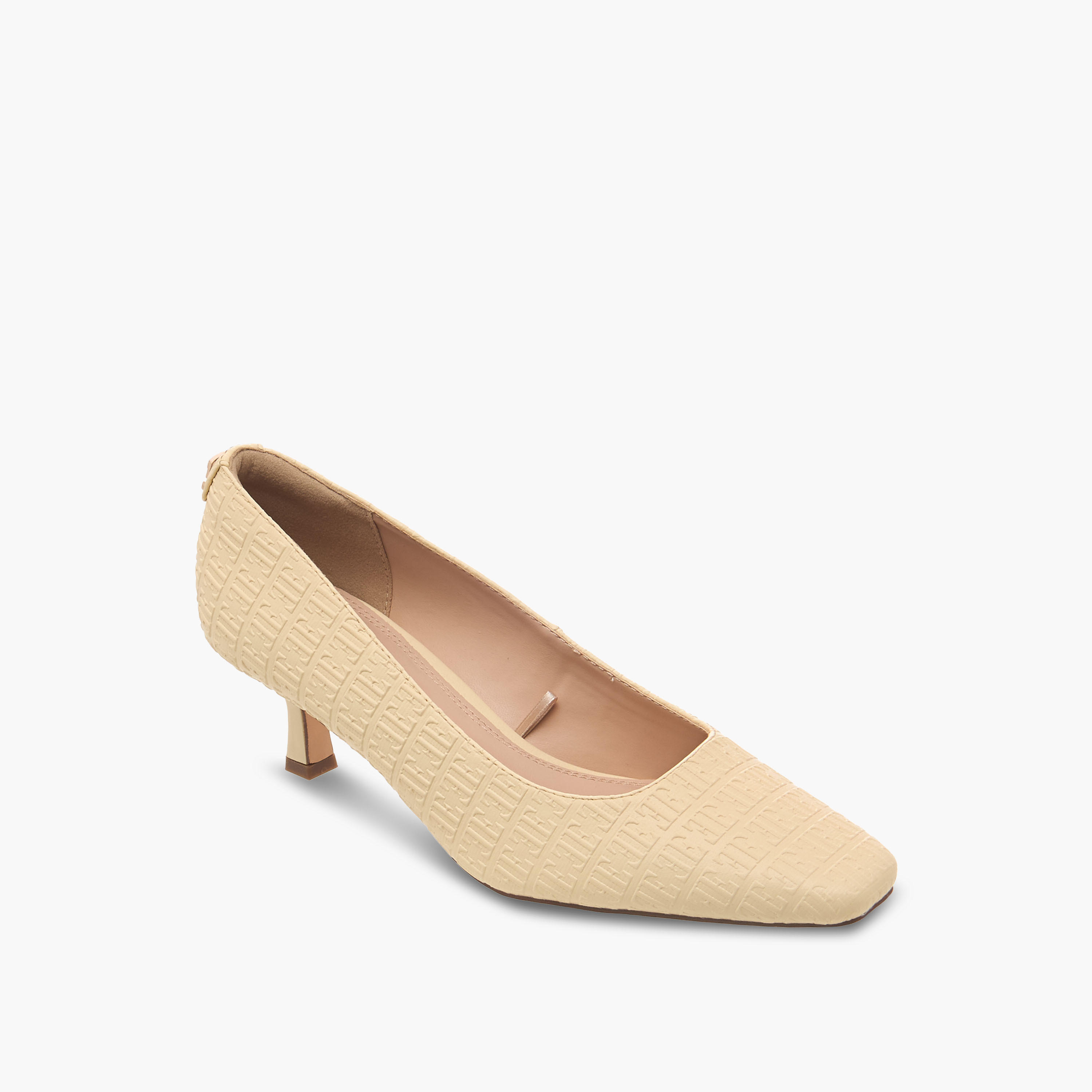 Elle Women Monogram Textured Kitten Heel Pumps-women-shoes-heels-image-2