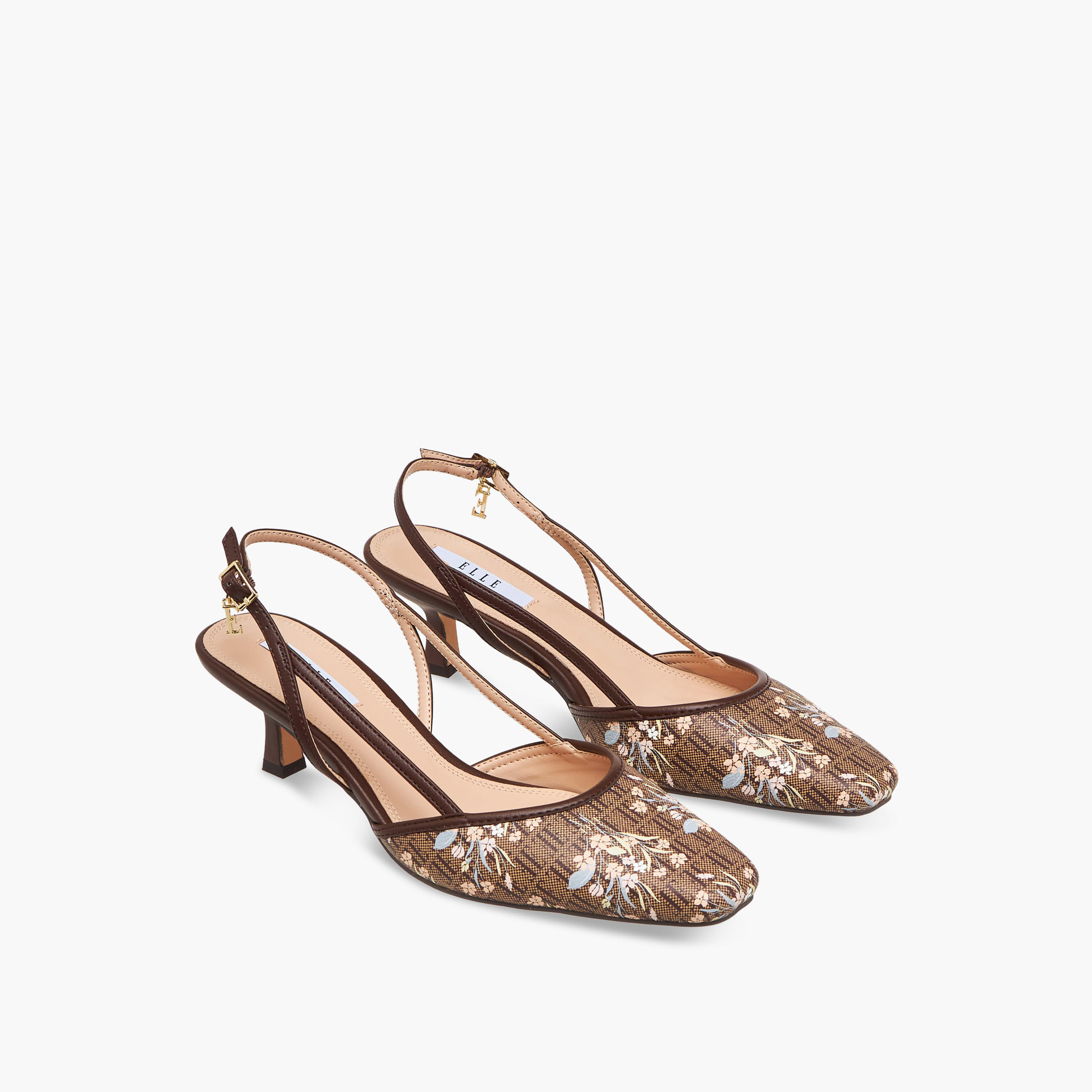 Elle Women Monogram Print Kitten Heel Shoes-women-shoes-sandals-heeled-image-1