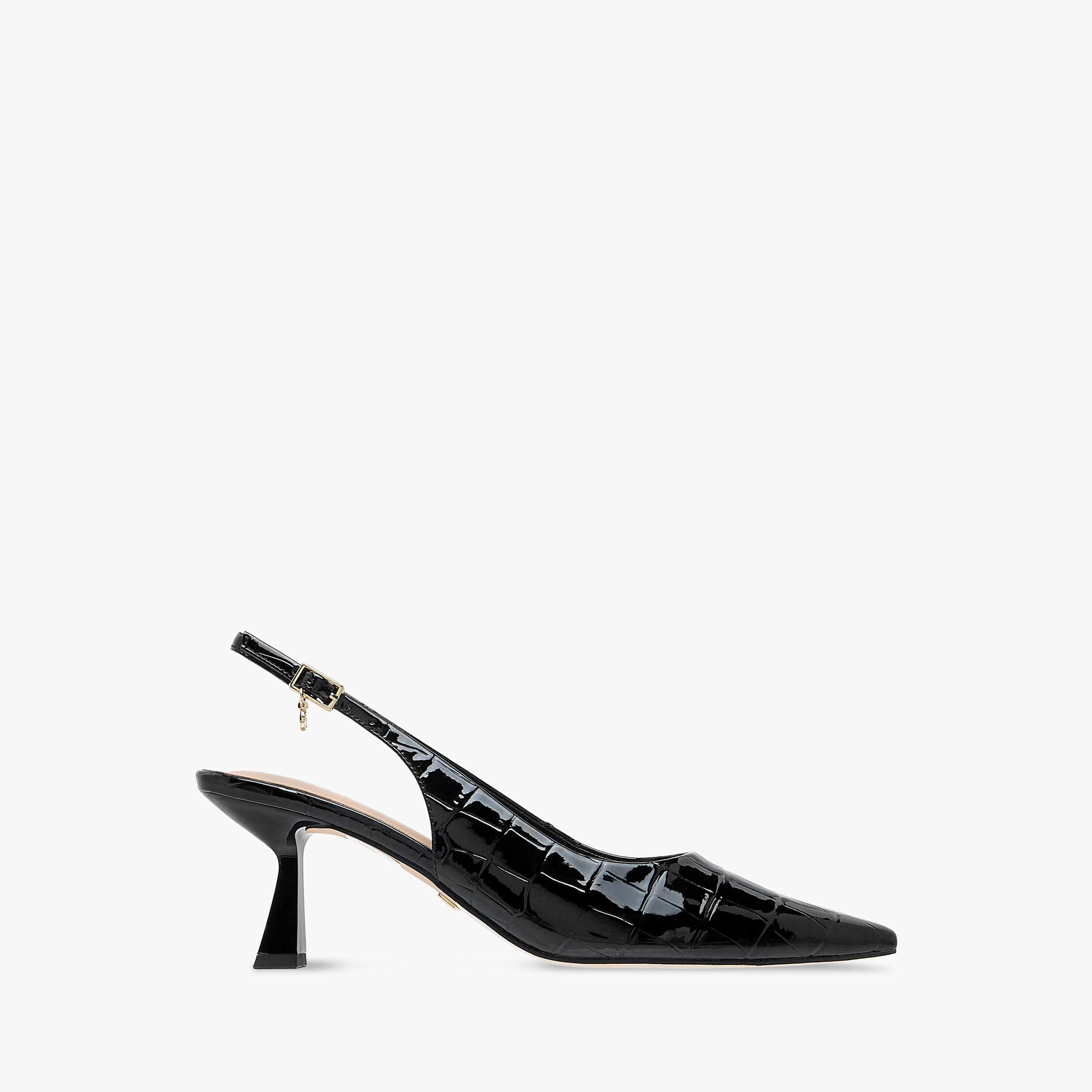 Celeste Women's Textured Slingback Shoes with Buckle Closure and Flared Heels-women-shoes-heels-image-3