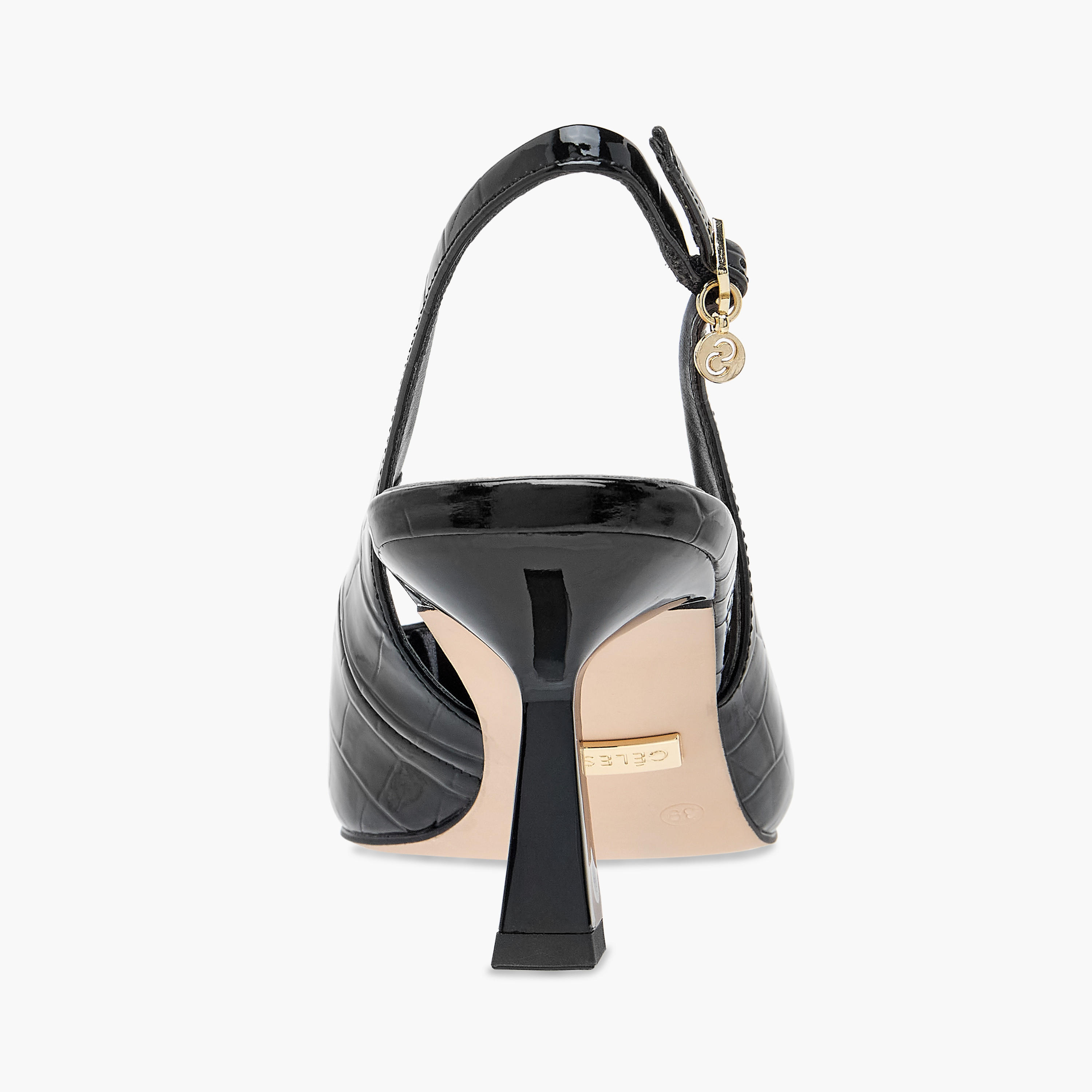 Celeste Women's Textured Slingback Shoes with Buckle Closure and Flared Heels-women-shoes-heels-image-5