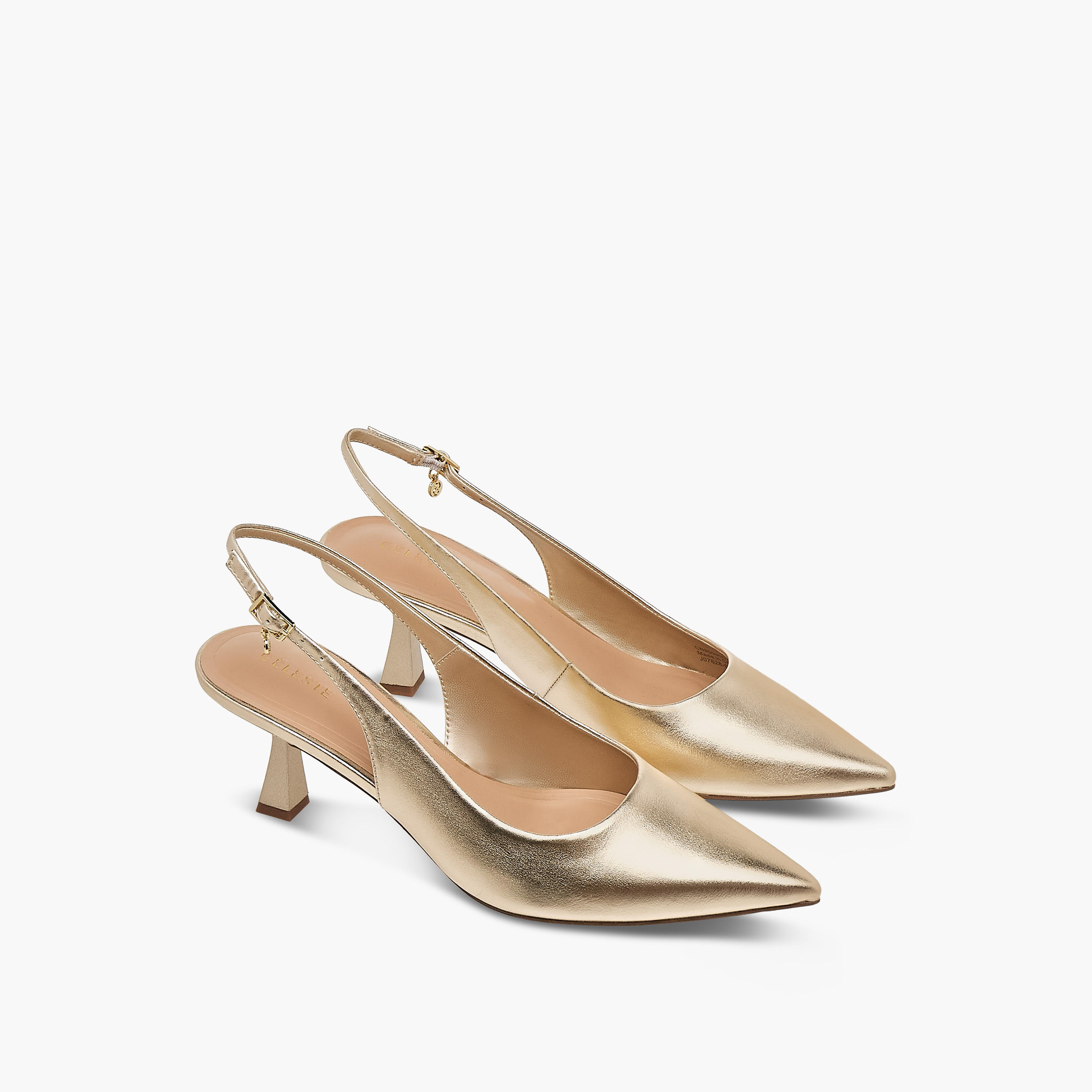 Celeste Women's Textured Slingback Shoes with Buckle Closure and Flared Heels-women-shoes-heels-image-1
