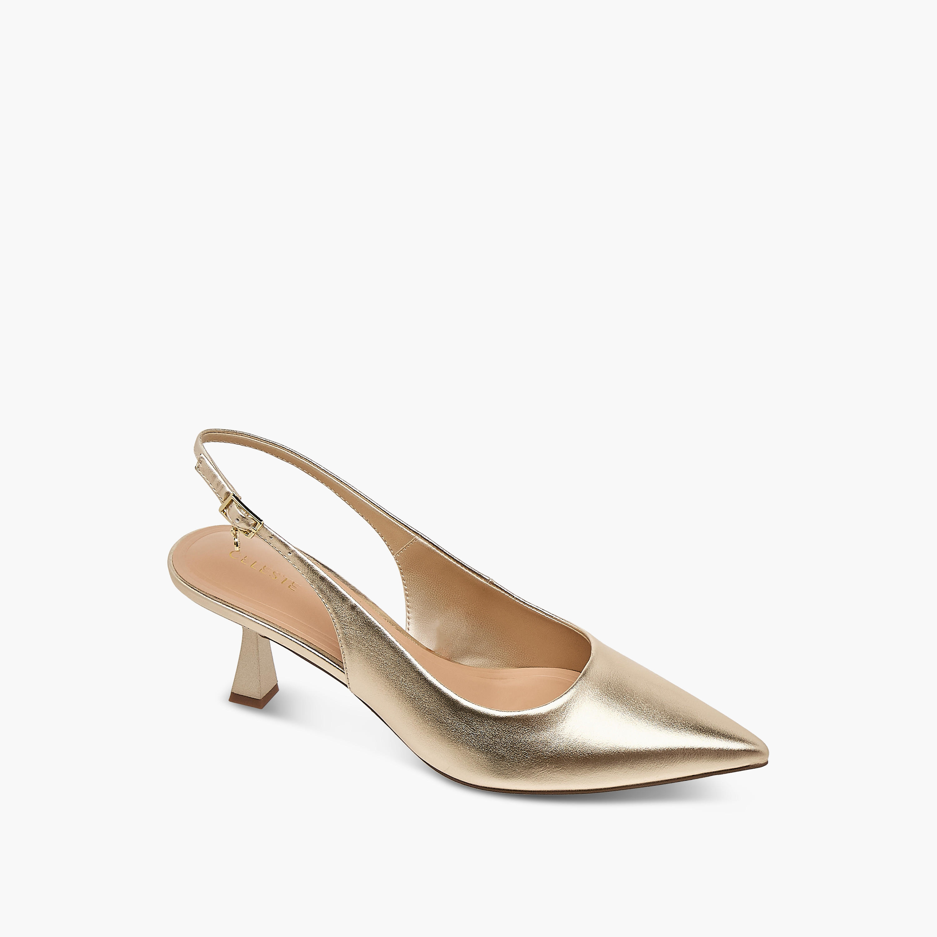Celeste Women's Textured Slingback Shoes with Buckle Closure and Flared Heels-women-shoes-heels-image-2