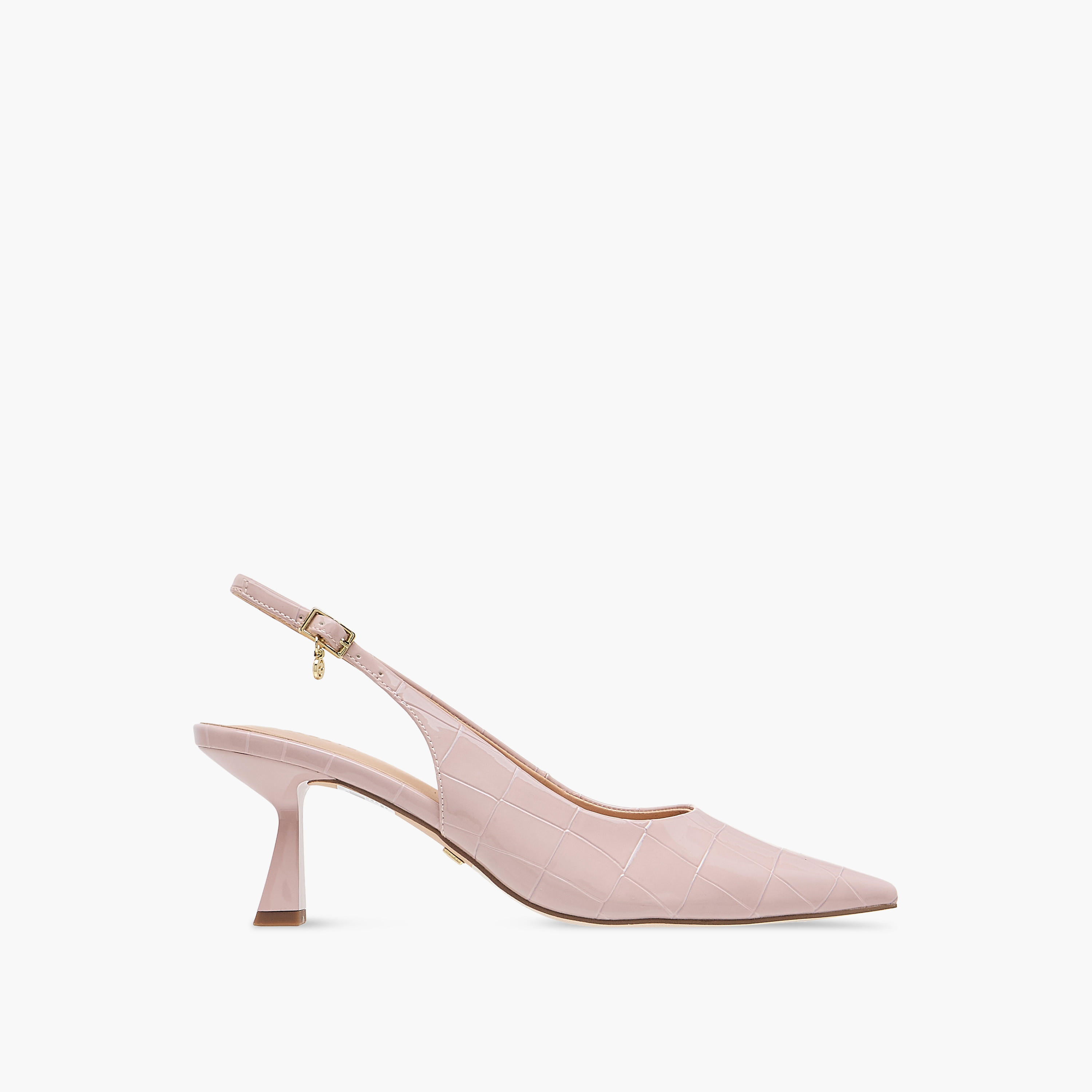 Celeste Women's Textured Slingback Shoes with Buckle Closure and Flared Heels-women-shoes-heels-image-3