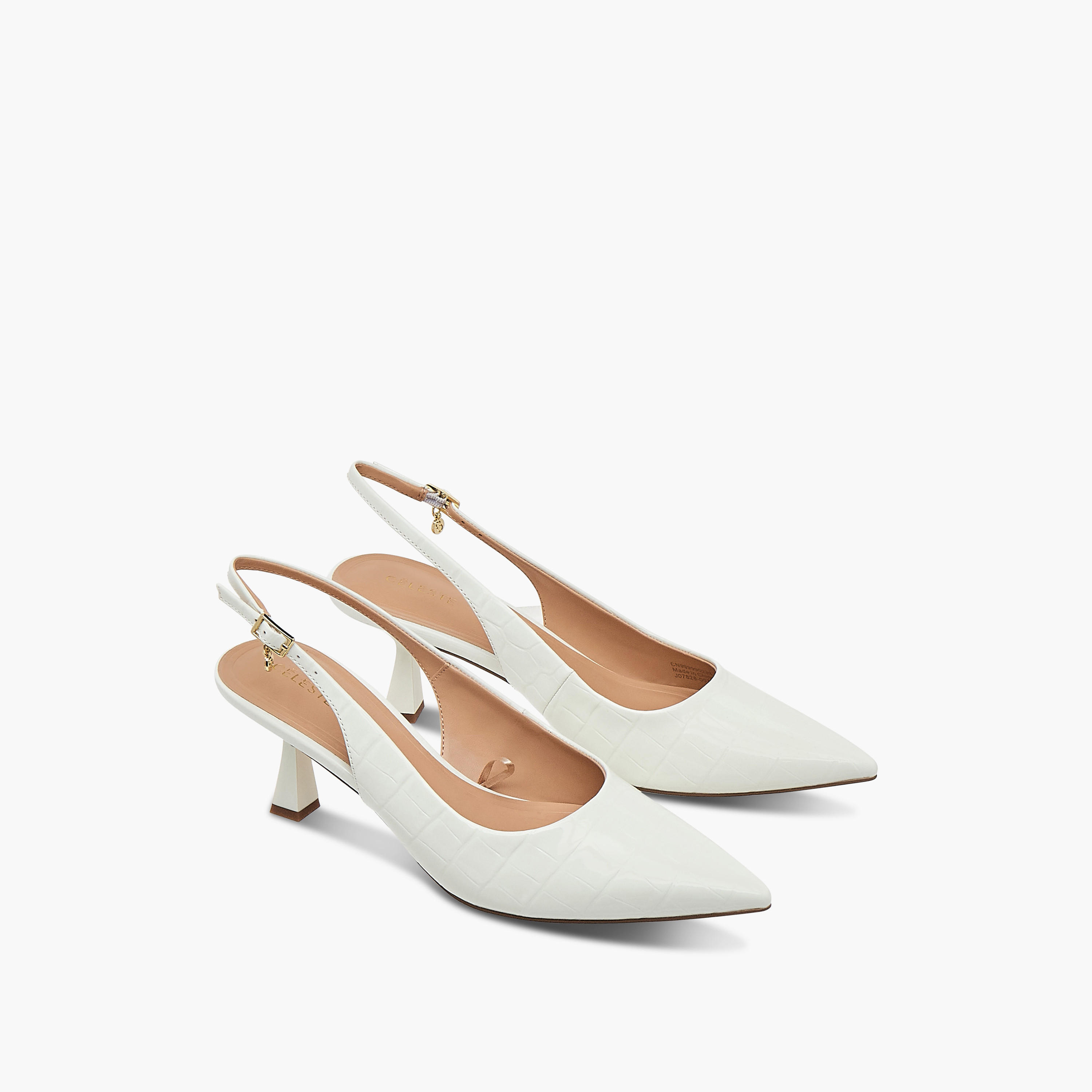 Celeste Women's Textured Slingback Shoes with Buckle Closure and Flared Heels-women-shoes-heels-image-1