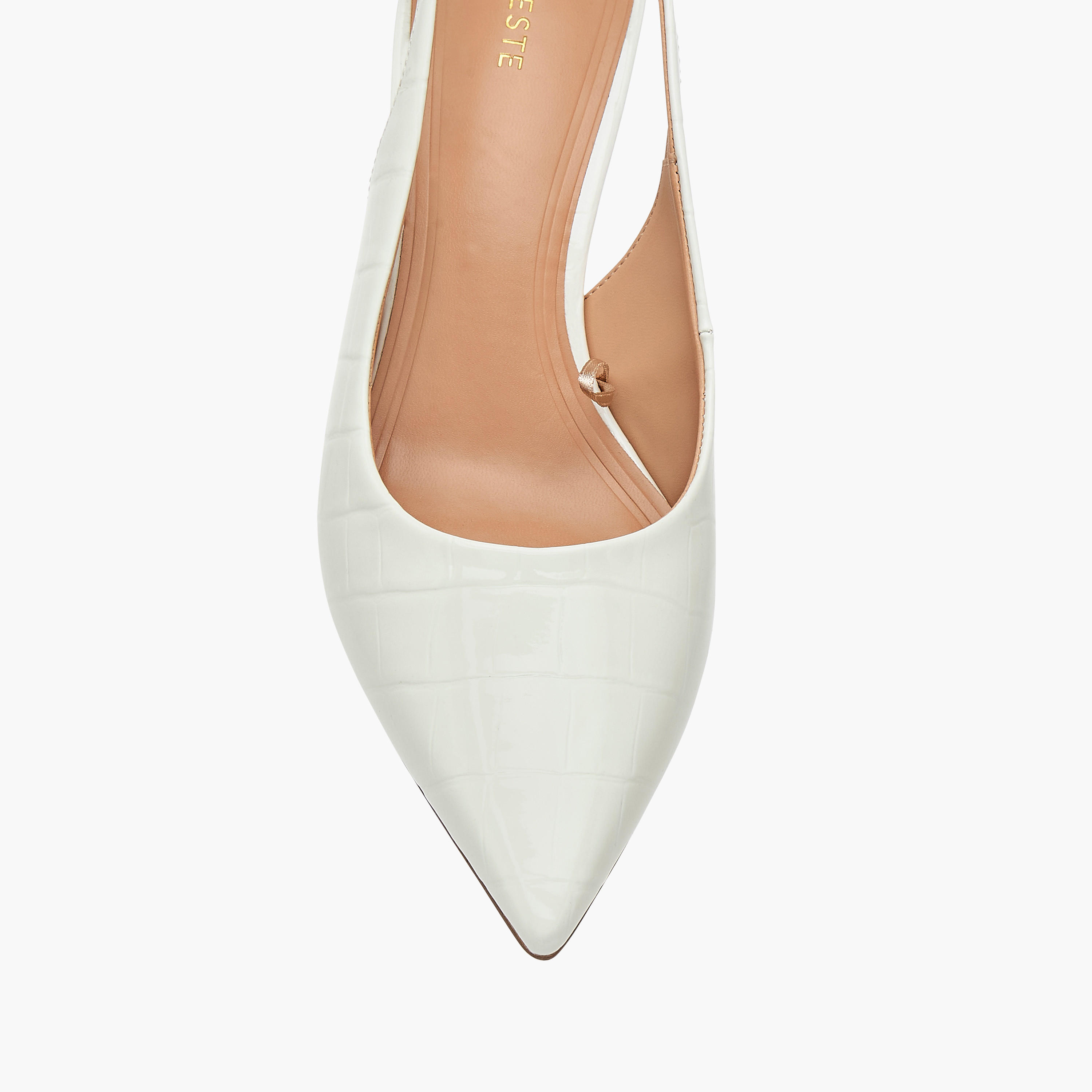 Celeste Women's Textured Slingback Shoes with Buckle Closure and Flared Heels-women-shoes-heels-image-4