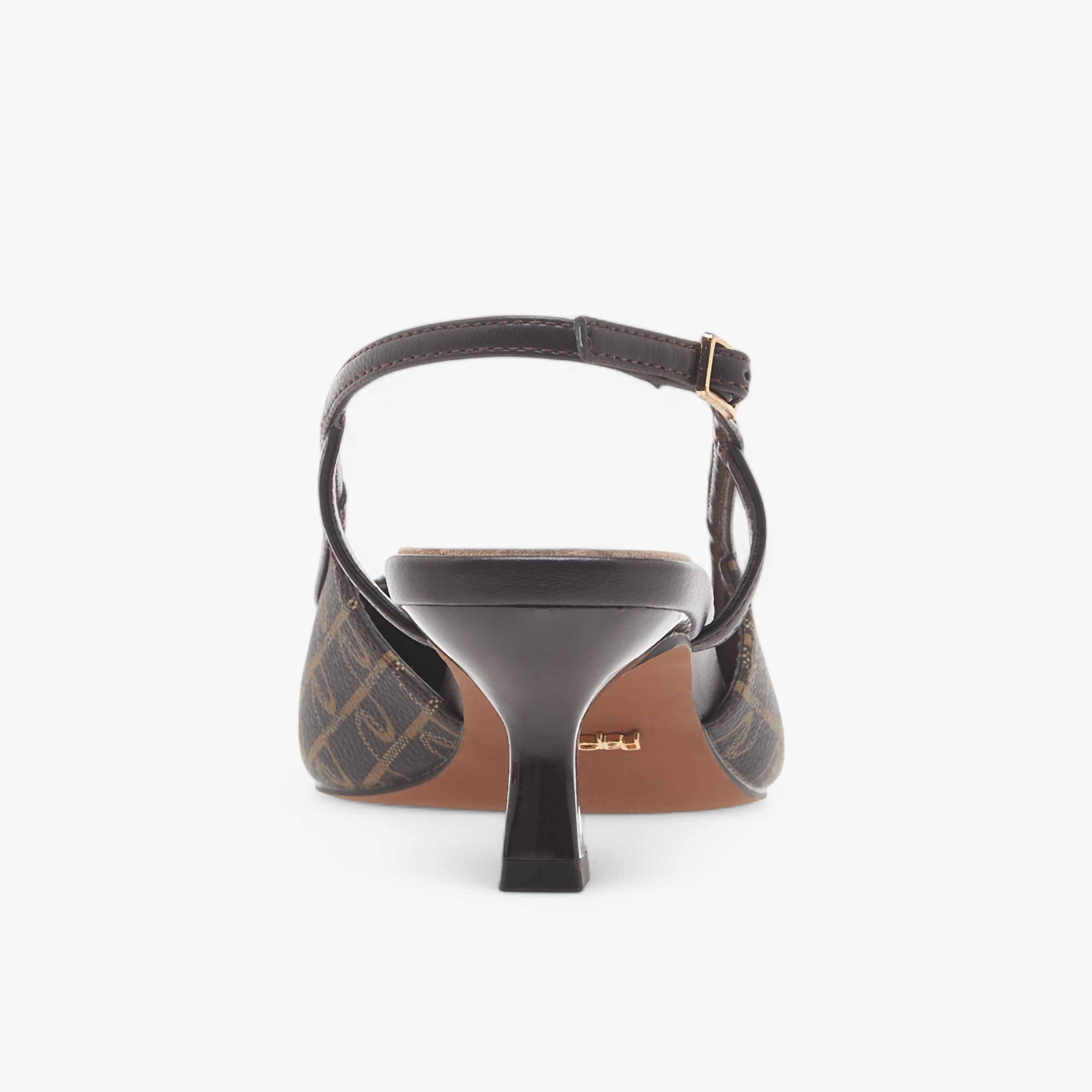 Paprika Monogram Print Slingback Shoes with Kitten Heels and Buckle Closure-women-shoes-sandals-heeled-image-5