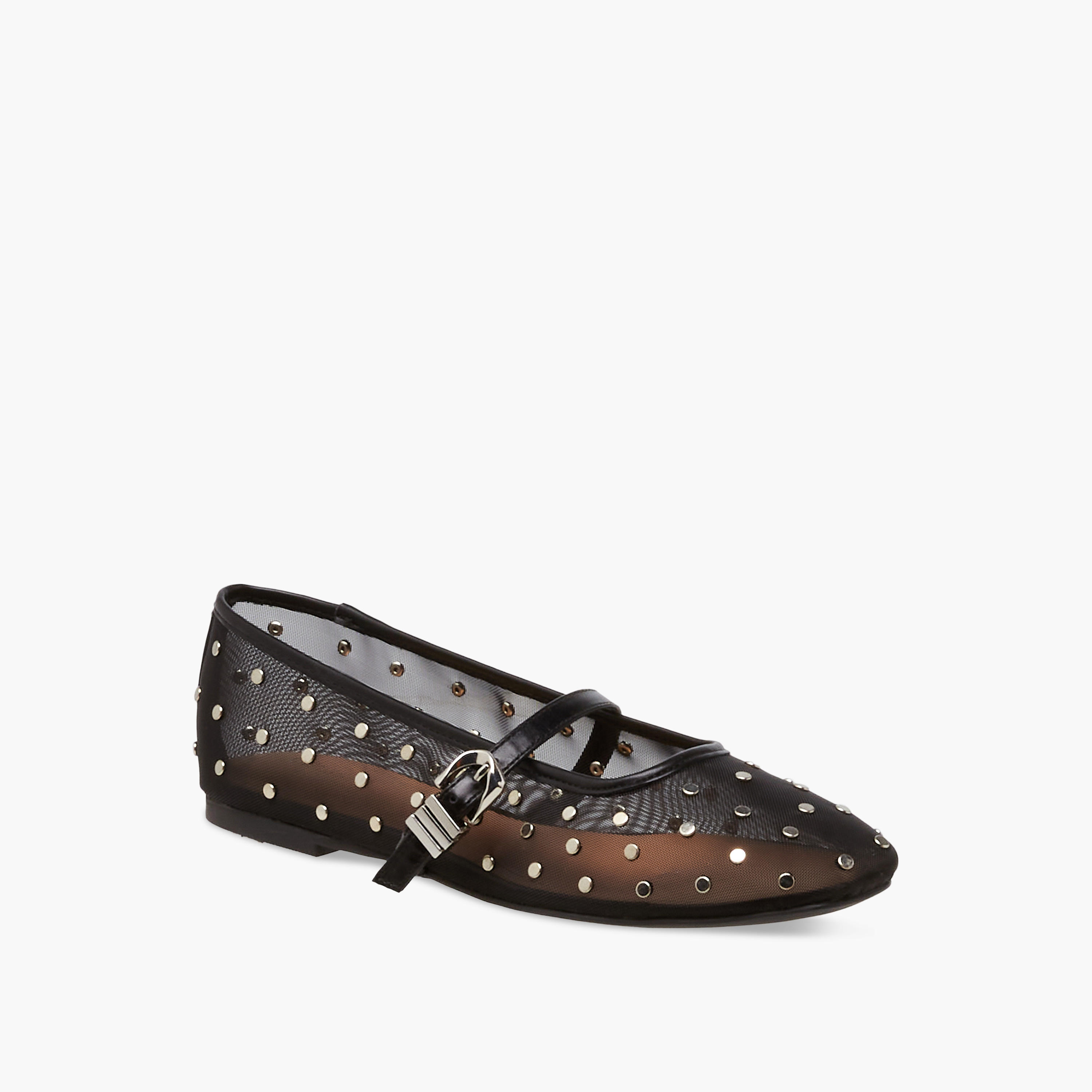 Celeste Women Studded Buckle Closure Ballerina Shoes-women-shoes-ballerinas-image-2