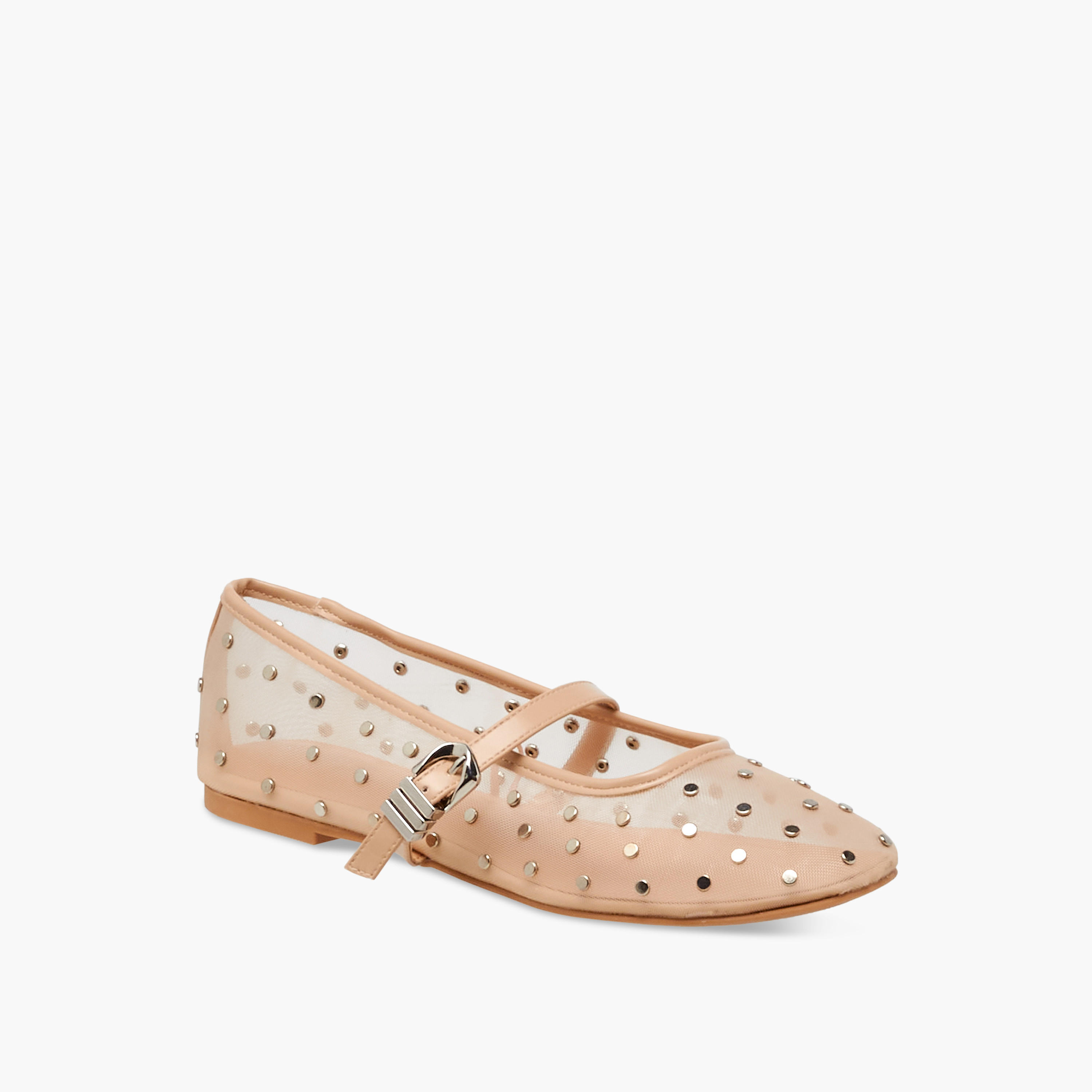 Celeste Women Studded Buckle Closure Ballerina Shoes-women-shoes-ballerinas-image-2