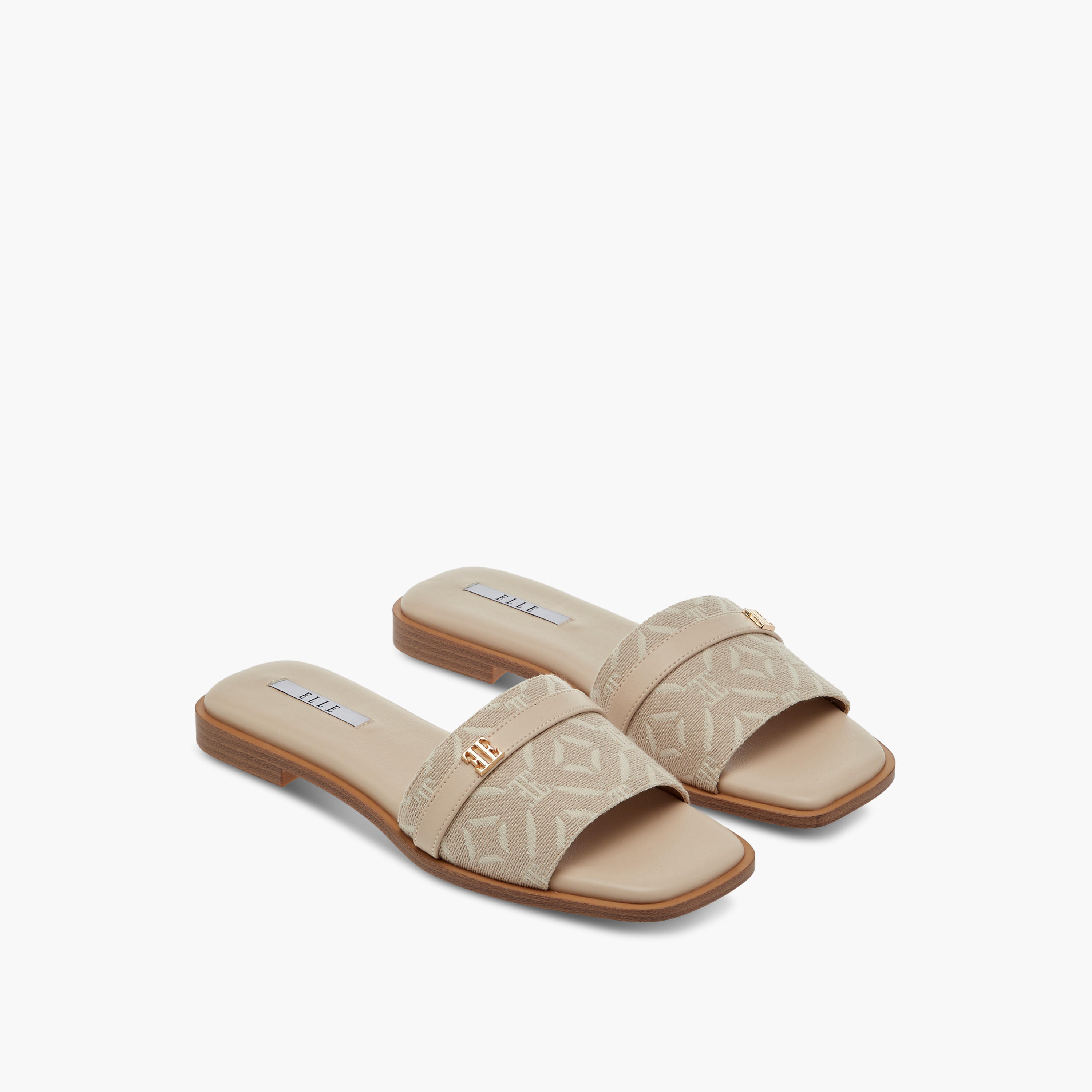 Elle Women's Textured Slip-On Sandals with Metal Accent-women-shoes-flats-sandals-image-1