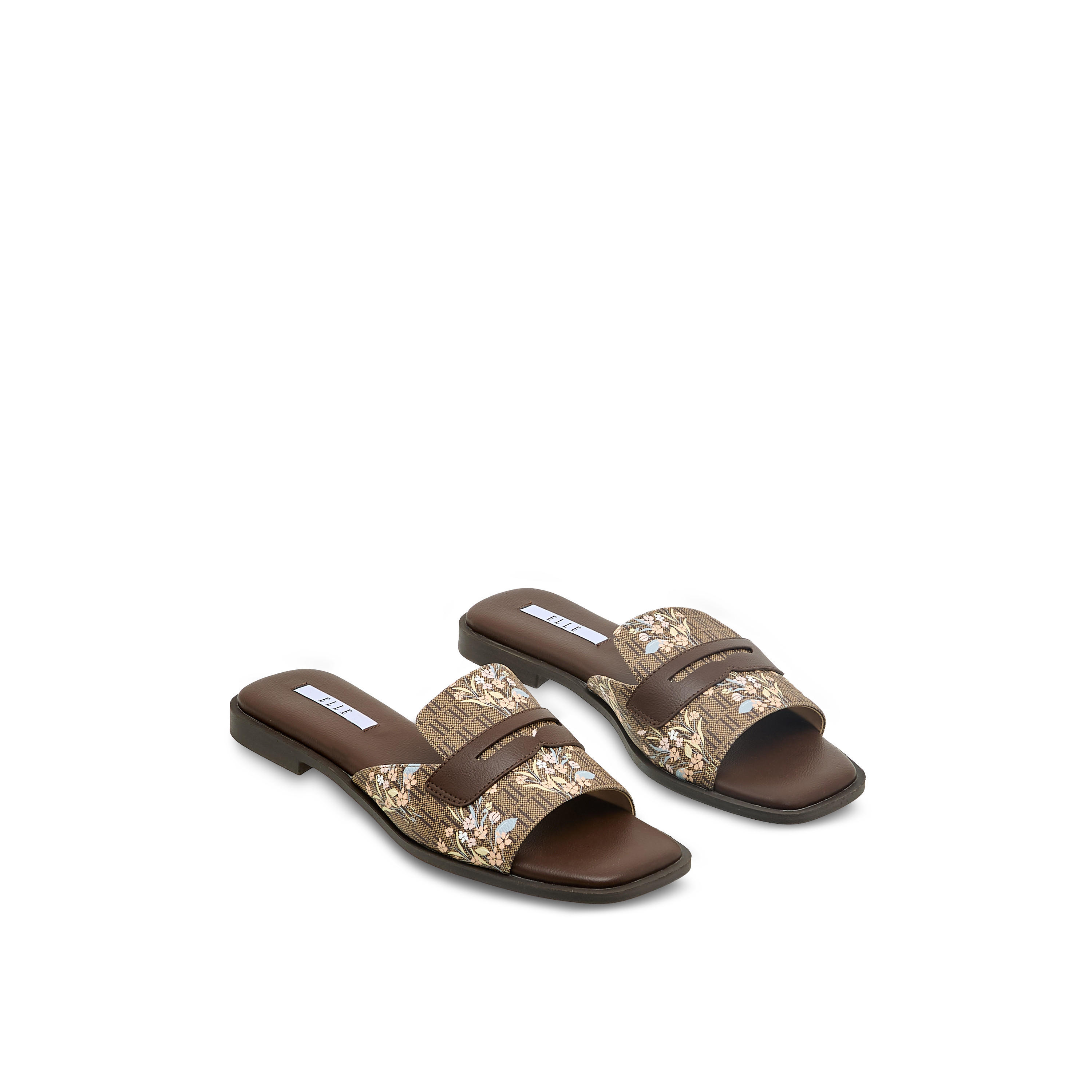 Elle Women Monogram Print Slide Sandals-women-shoes-flats-sandals-image-1