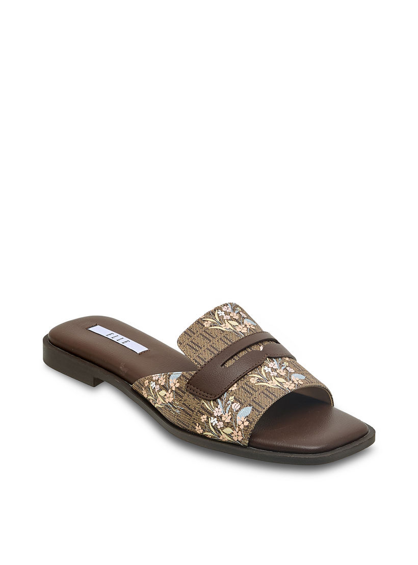 Elle Women Monogram Print Slide Sandals-women-shoes-flats-sandals-image-2
