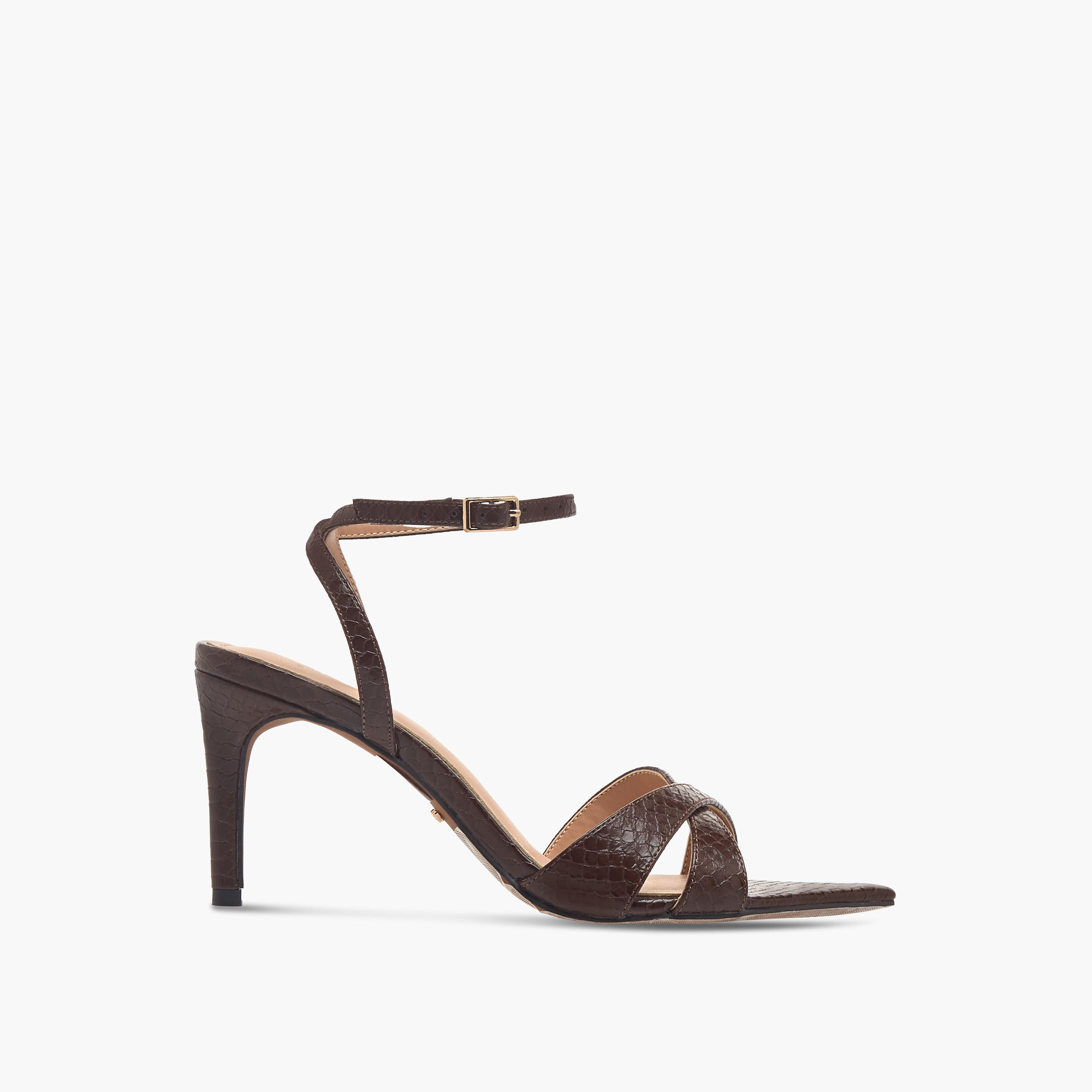 Paprika Animal Textured Cross Strap Sandals with Buckle Closure and Stiletto Heels-women-shoes-sandals-heeled-image-3