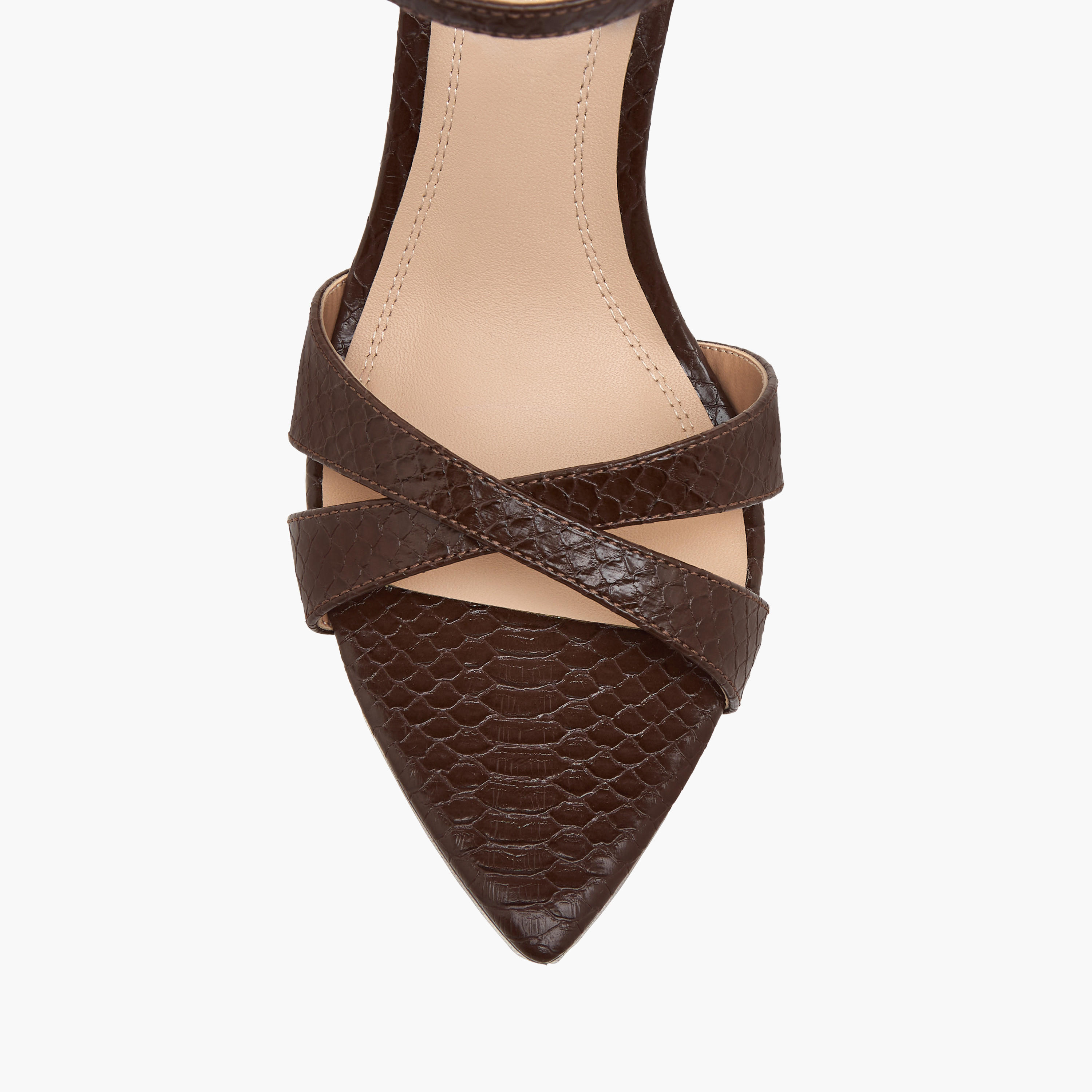 Paprika Animal Textured Cross Strap Sandals with Buckle Closure and Stiletto Heels-women-shoes-sandals-heeled-image-4
