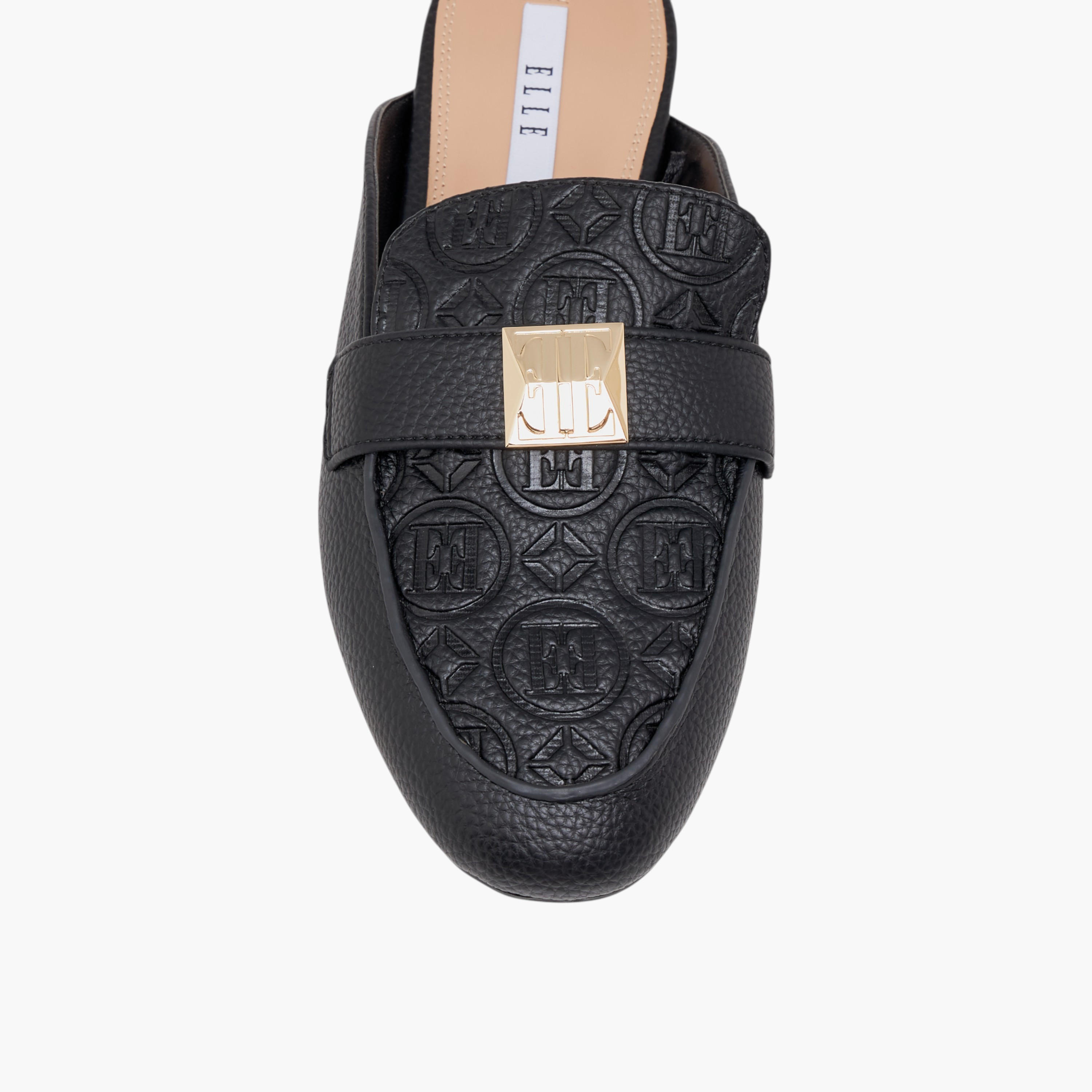 Elle Women's Embossed Slip-On Mules with Metal Accent-women-shoes-flats-mules-image-4