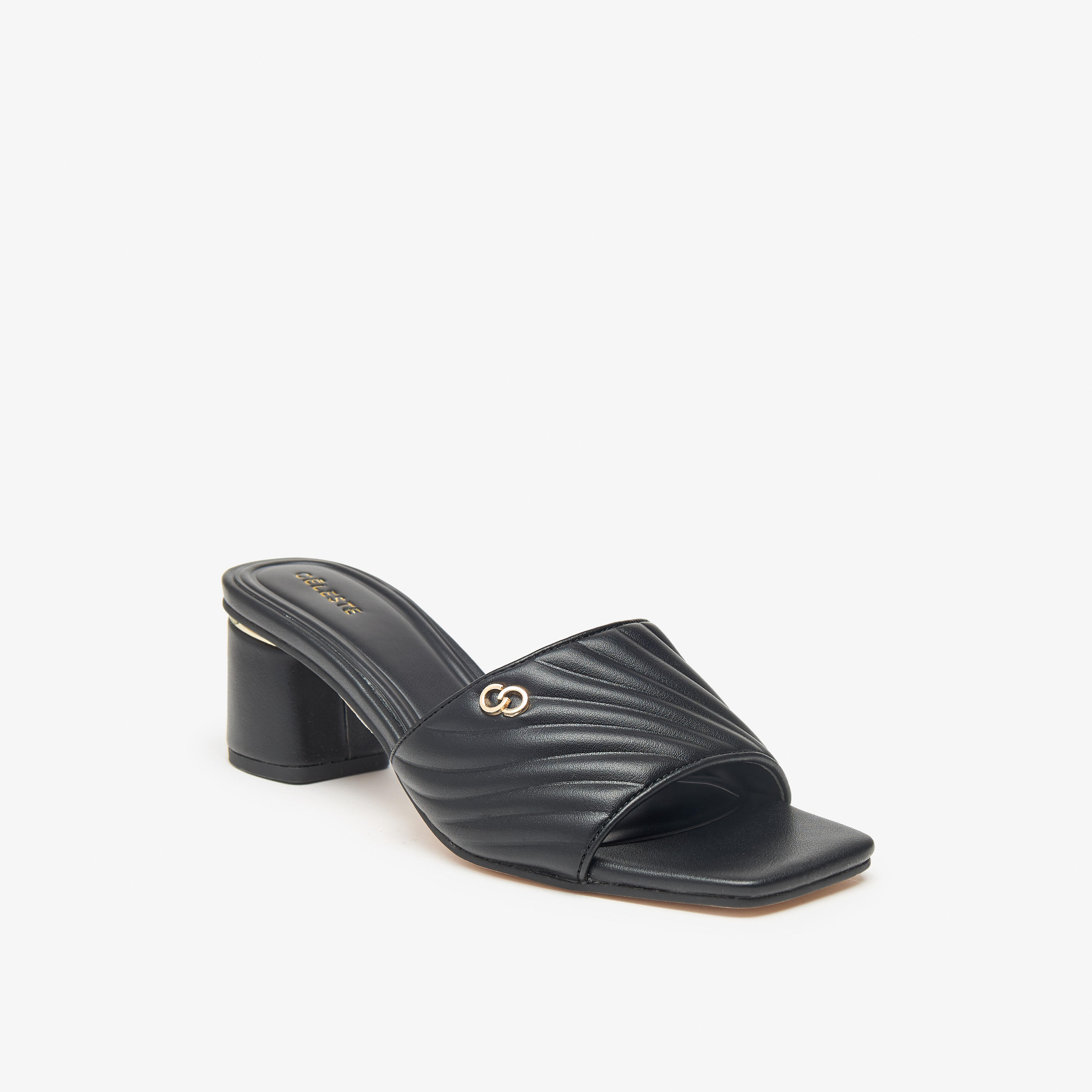 Celeste Women's Quilted Slip-On Sandals with Block Heel-women-shoes-sandals-heeled-image-1
