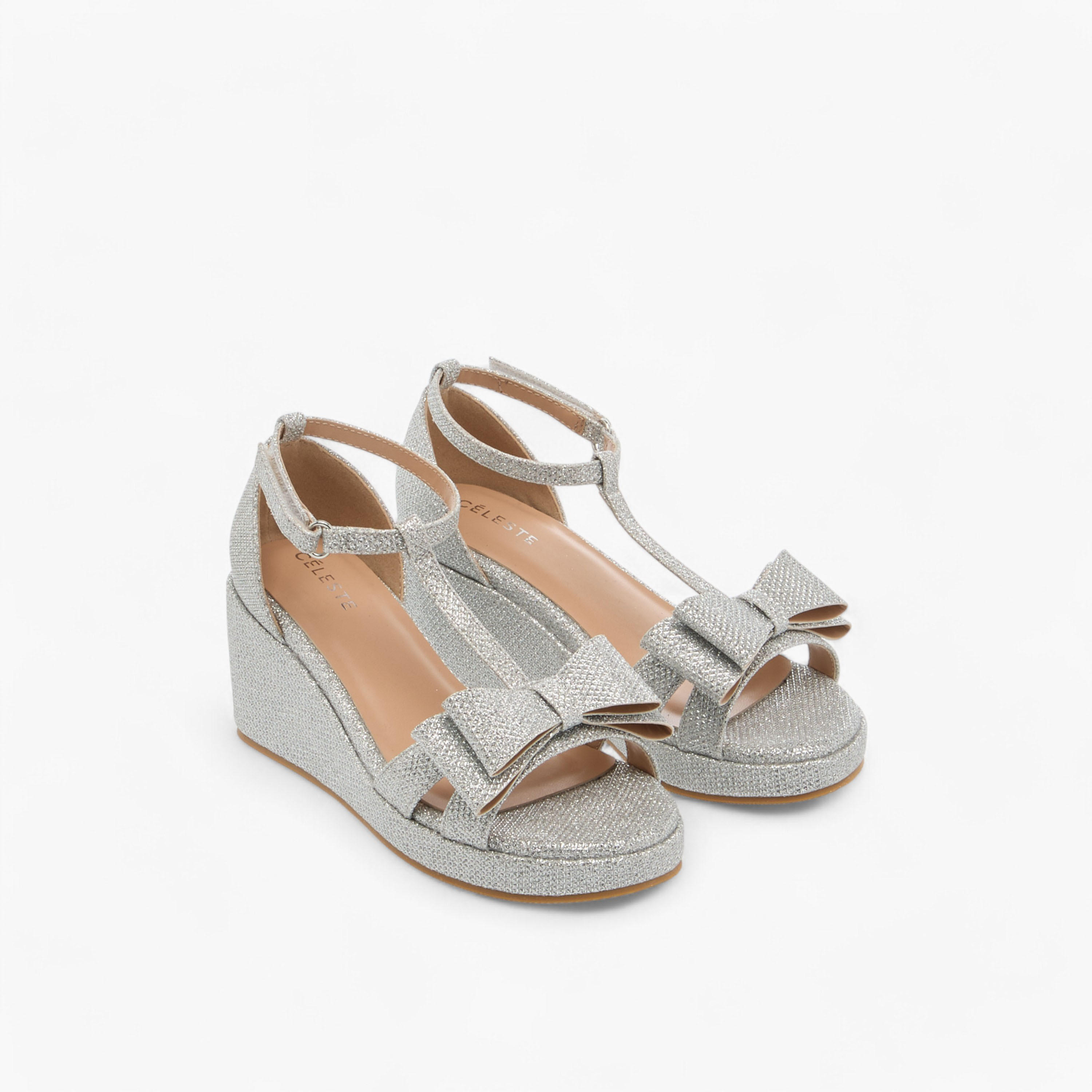Celeste Girls' Embellished Wedge Sandals with Hook and Loop Closure-girls-shoes-sandals-image-1