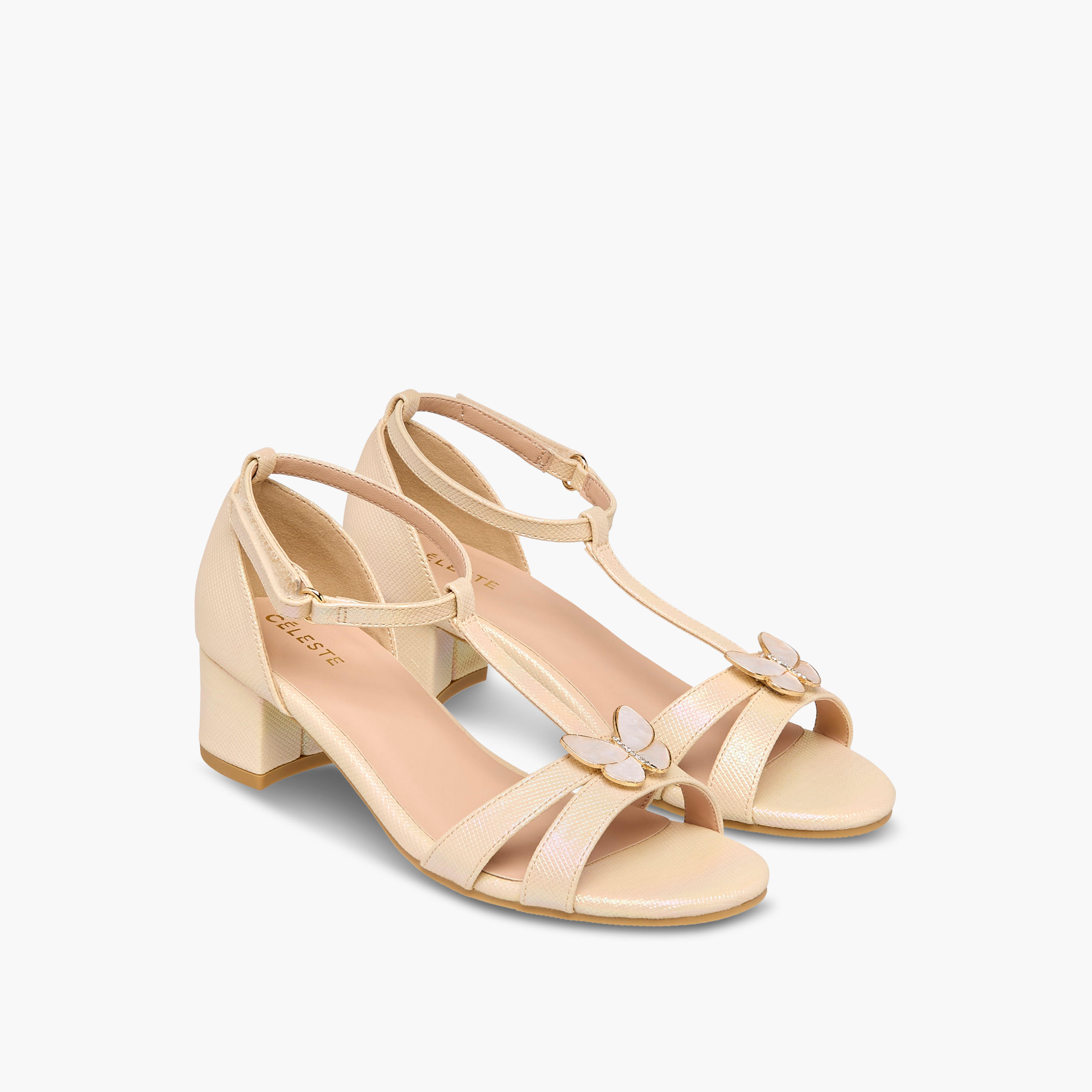 Celeste Girls' Butterfly Accent Block Heel Sandals with Hook and Loop Closure-girls-shoes-sandals-image-1