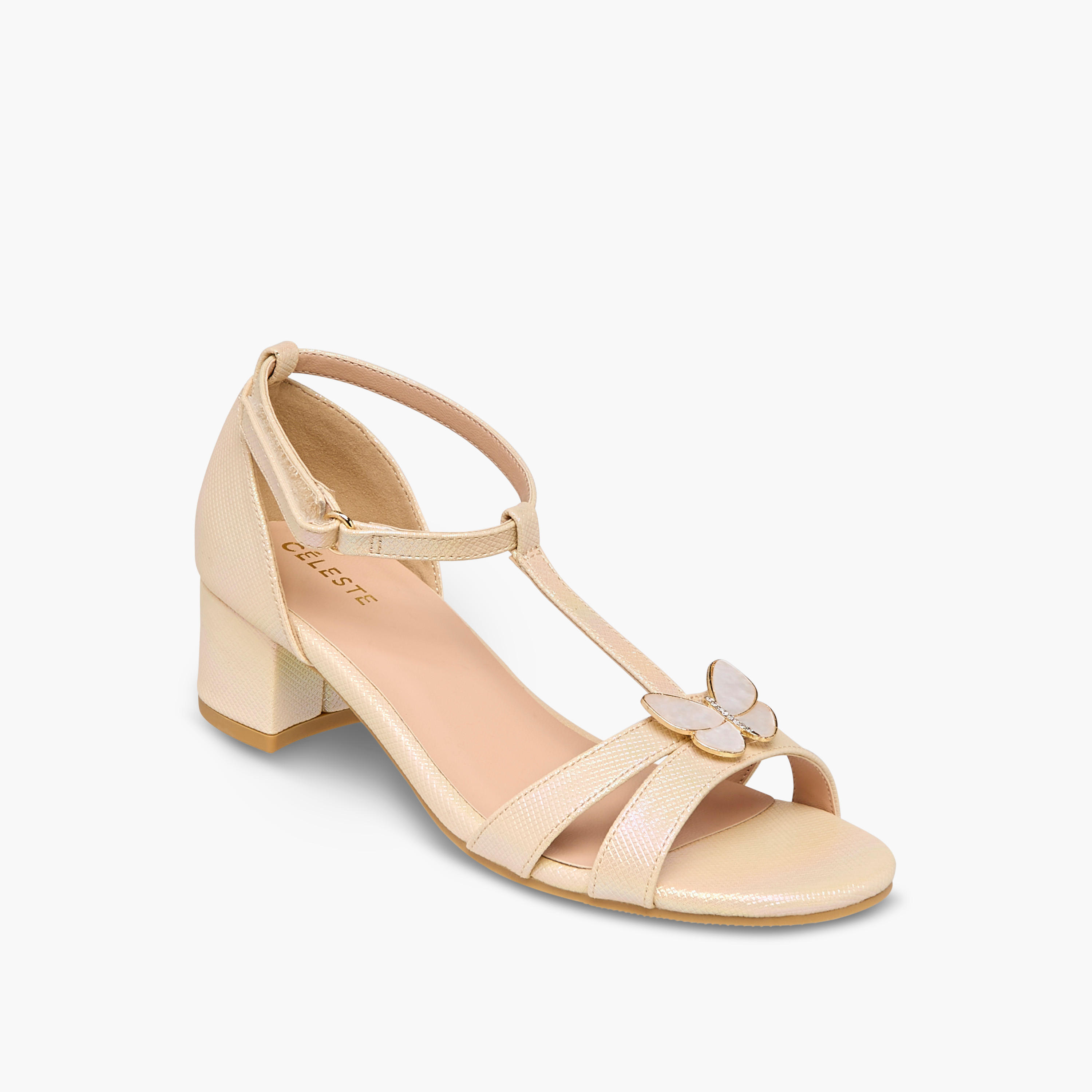 Celeste Girls' Butterfly Accent Block Heel Sandals with Hook and Loop Closure-girls-shoes-sandals-image-2