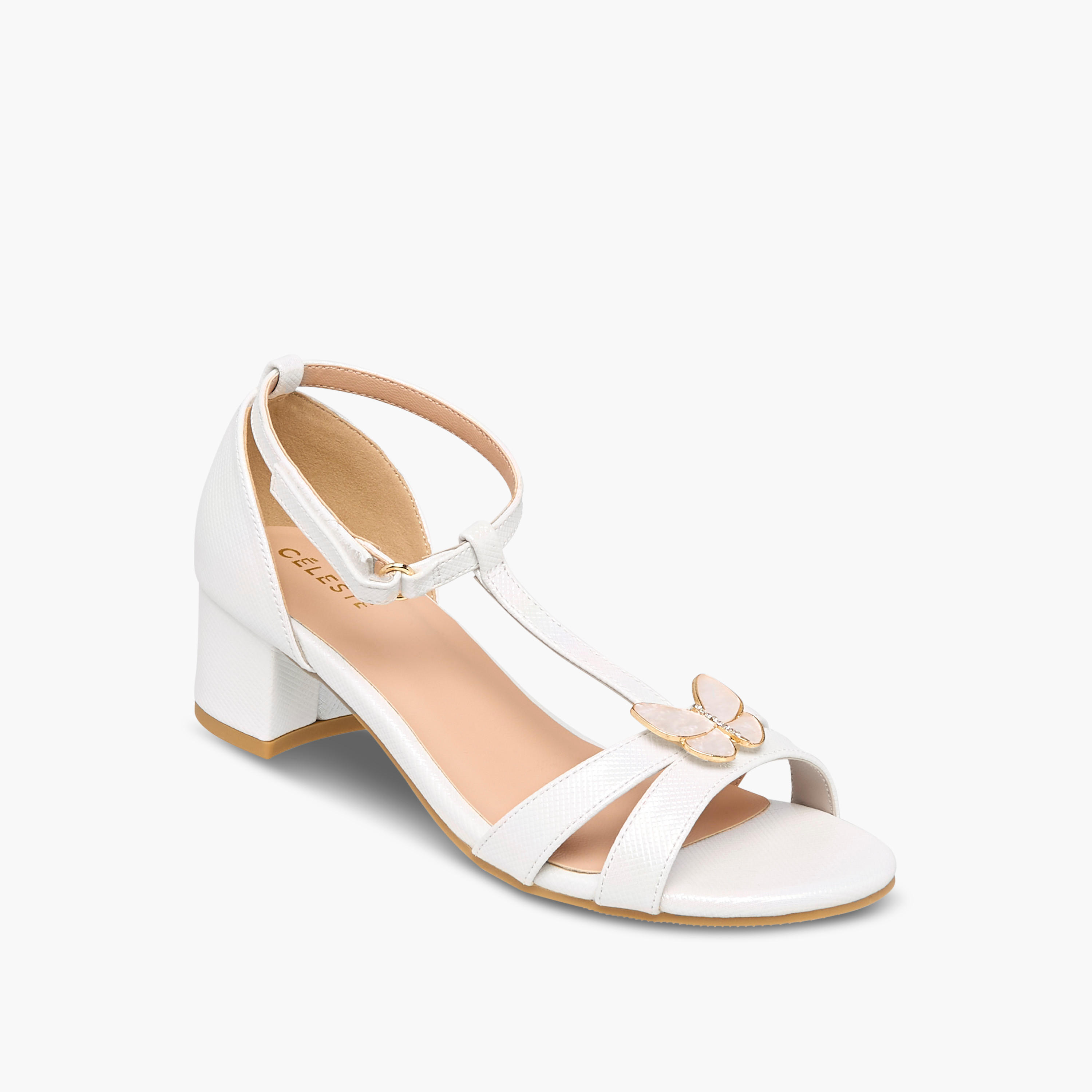 Celeste Girls' Butterfly Accent Block Heel Sandals with Hook and Loop Closure-girls-shoes-sandals-image-2