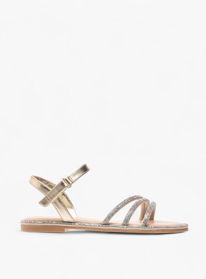Celeste Girls' Embellished Strap Sandals with Hook and Loop Closure-girls-shoes-sandals-image-2