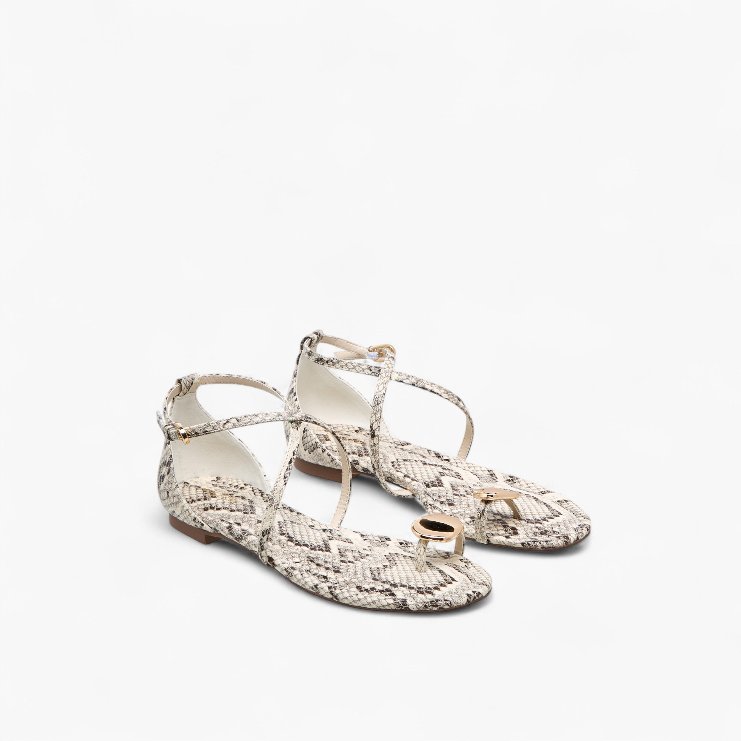 Celeste Women's Animal Print Cross Strap Sandals with Buckle Closure-women-shoes-flats-sandals-image-1