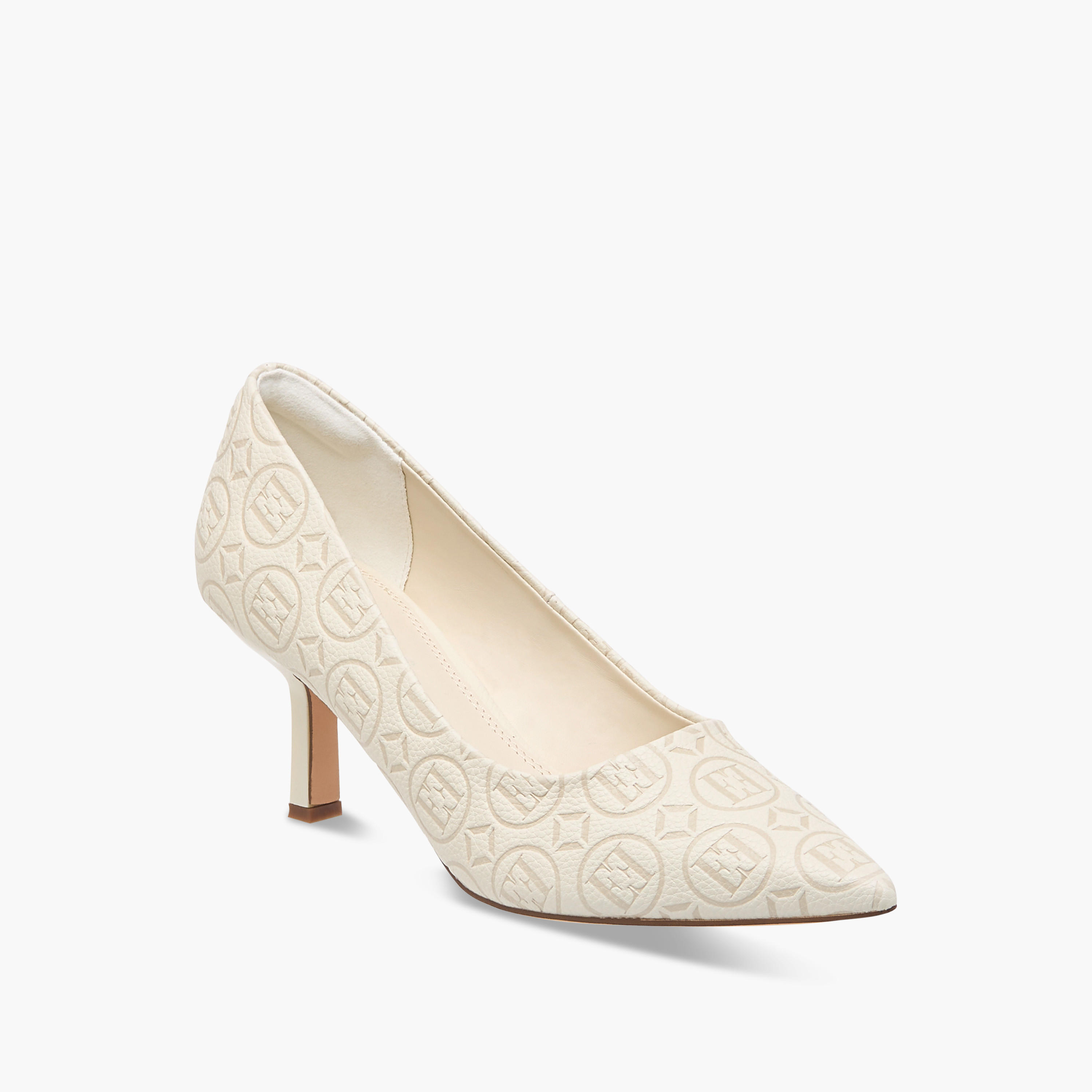 Elle Women's Logo Detail Pointed Toe Pumps with Stiletto Heels-women-shoes-heels-image-2