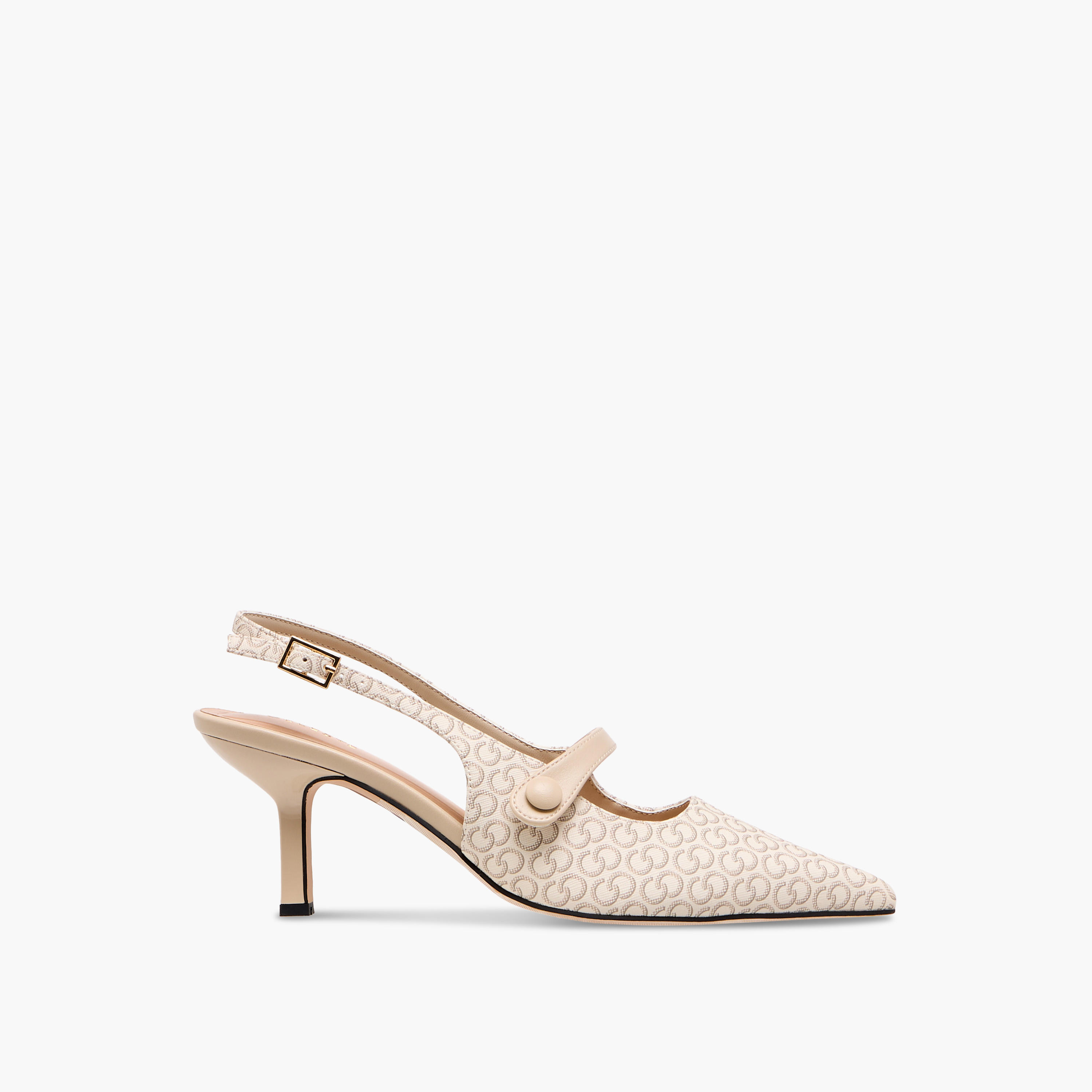 Celeste Women's Monogram Print Pointed Toe Shoes with Buckle Closure-women-shoes-heels-image-3