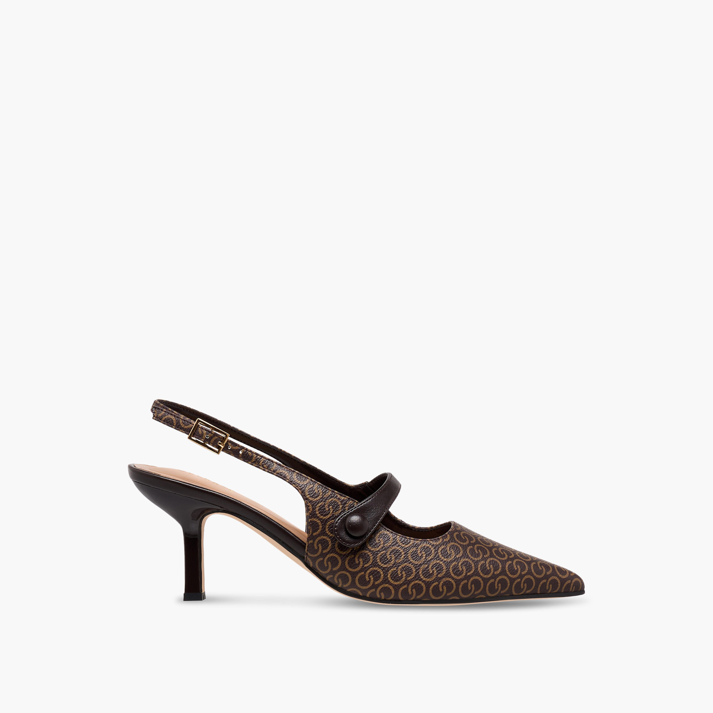 Celeste Women's Monogram Print Pointed Toe Shoes with Buckle Closure-women-shoes-heels-image-3