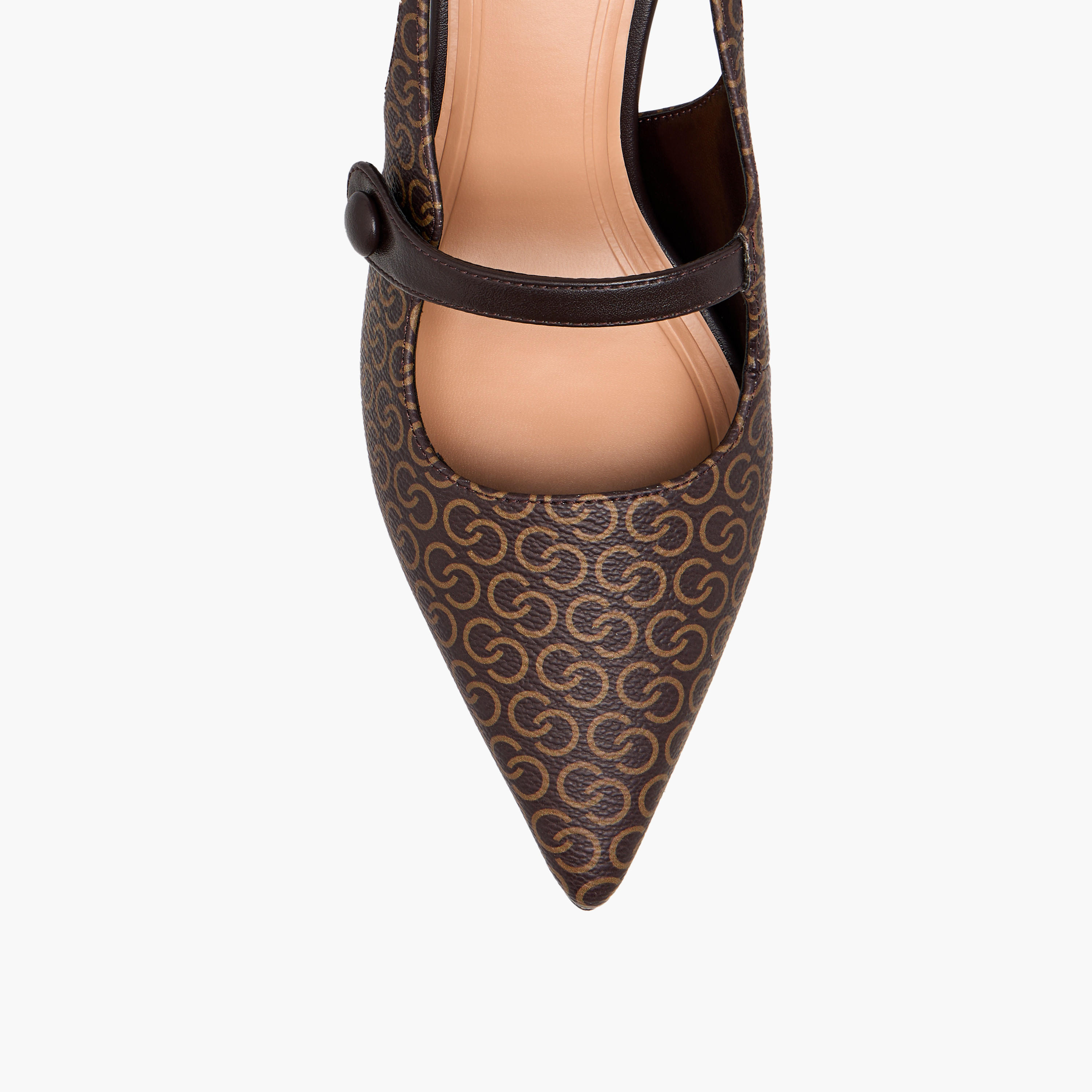 Celeste Women's Monogram Print Pointed Toe Shoes with Buckle Closure-women-shoes-heels-image-4