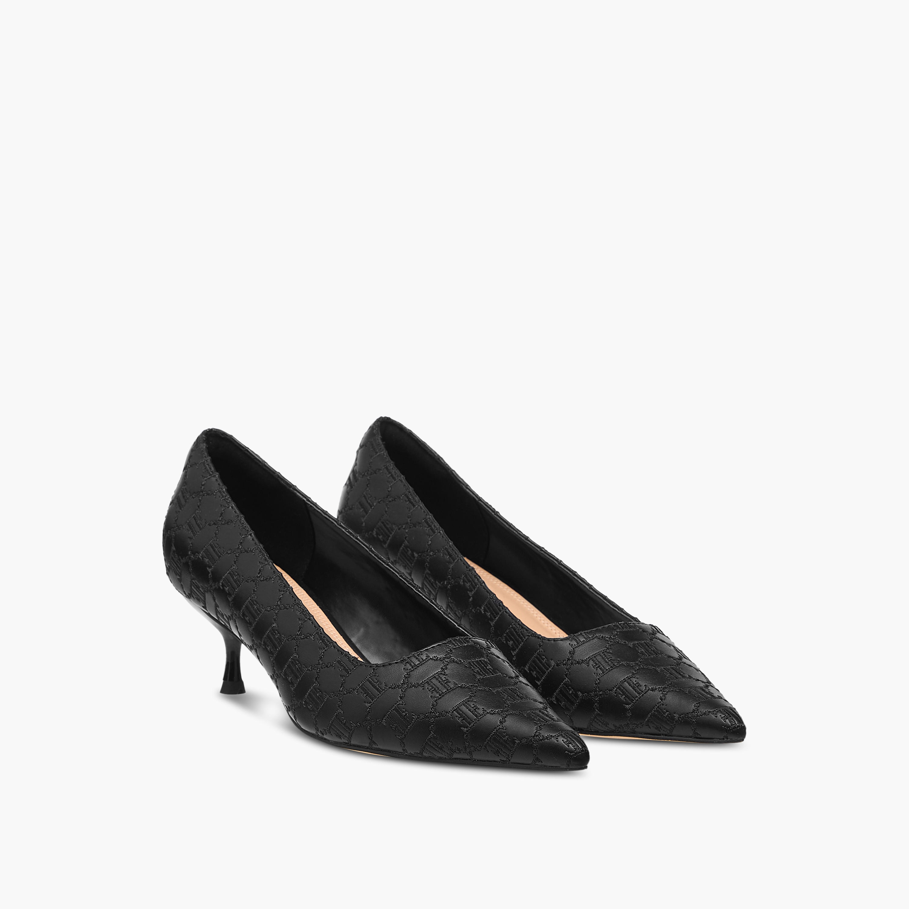Elle Monogram Embroidered Slip-On Shoes with Kitten Heels-women-shoes-sandals-heeled-image-1
