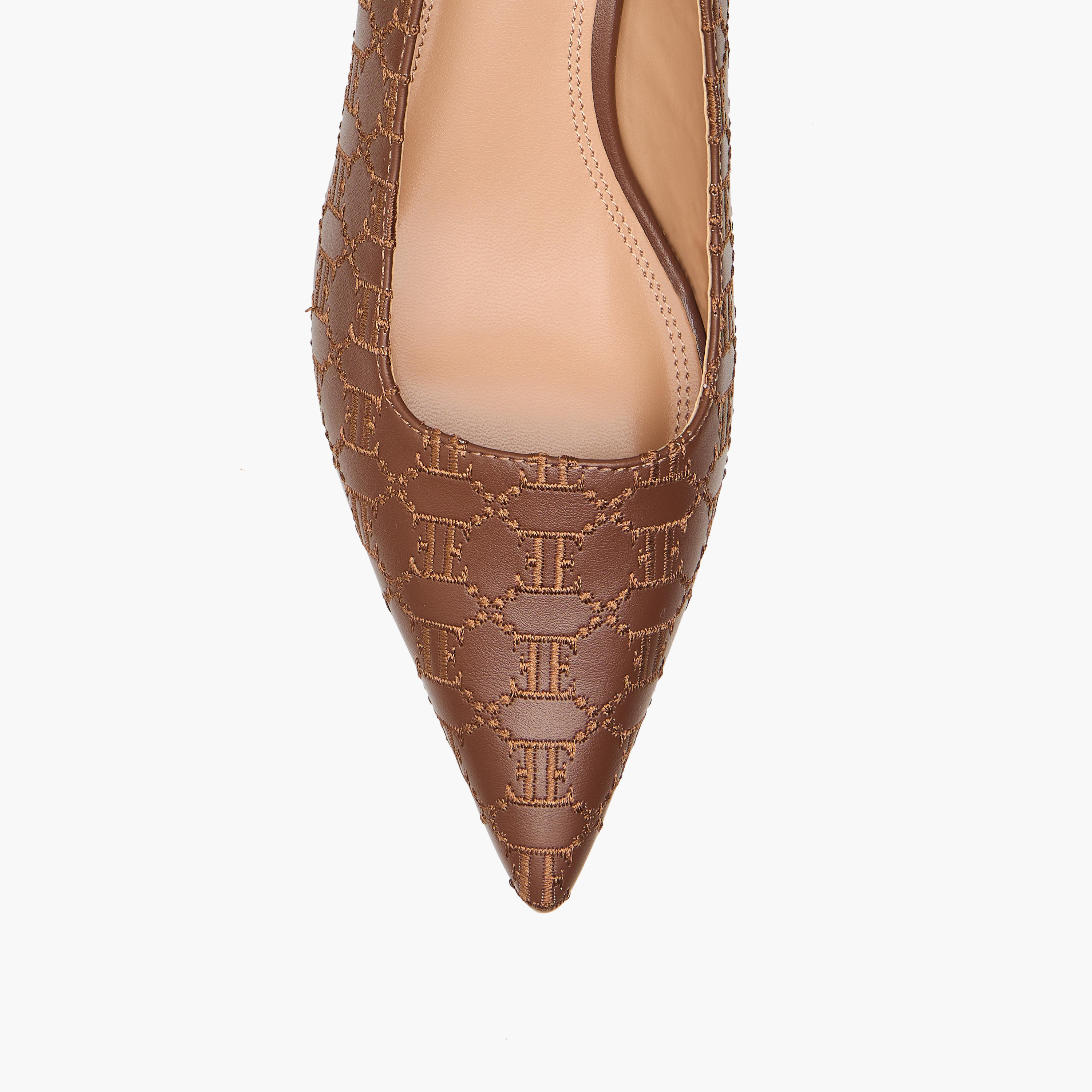 Elle Monogram Embroidered Slip-On Shoes with Kitten Heels-women-shoes-sandals-heeled-image-4