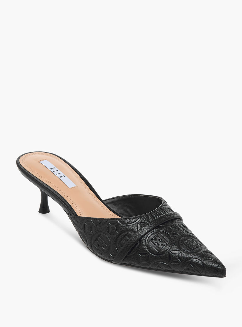 حذاء ميول سهل الارتداء بنقوش مونوجرام وكعب صغير للنساء من إيل-women-shoes-sandals-heeled-image-3