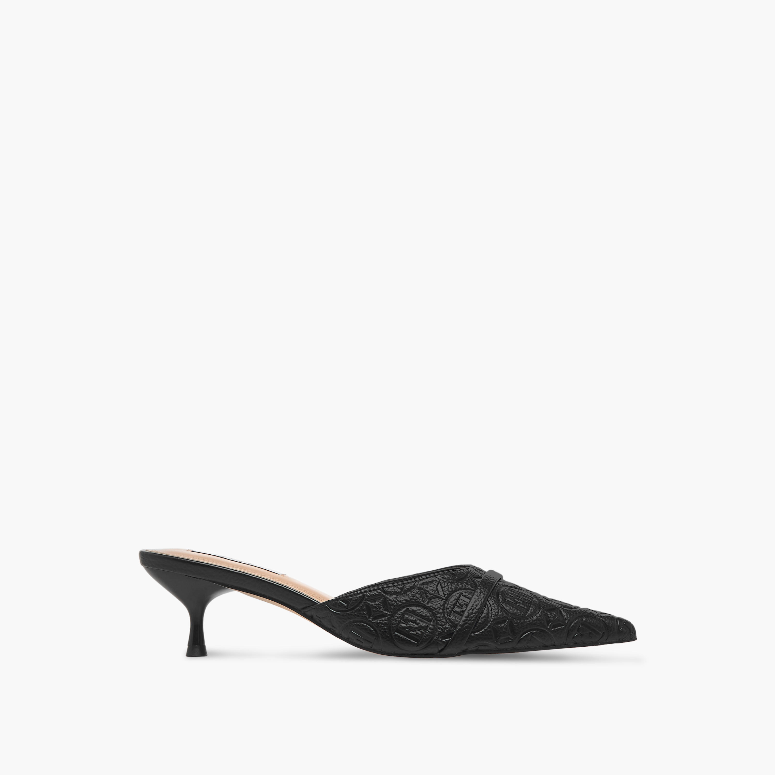 حذاء ميول سهل الارتداء بنقوش مونوجرام وكعب صغير للنساء من إيل-women-shoes-sandals-heeled-image-4