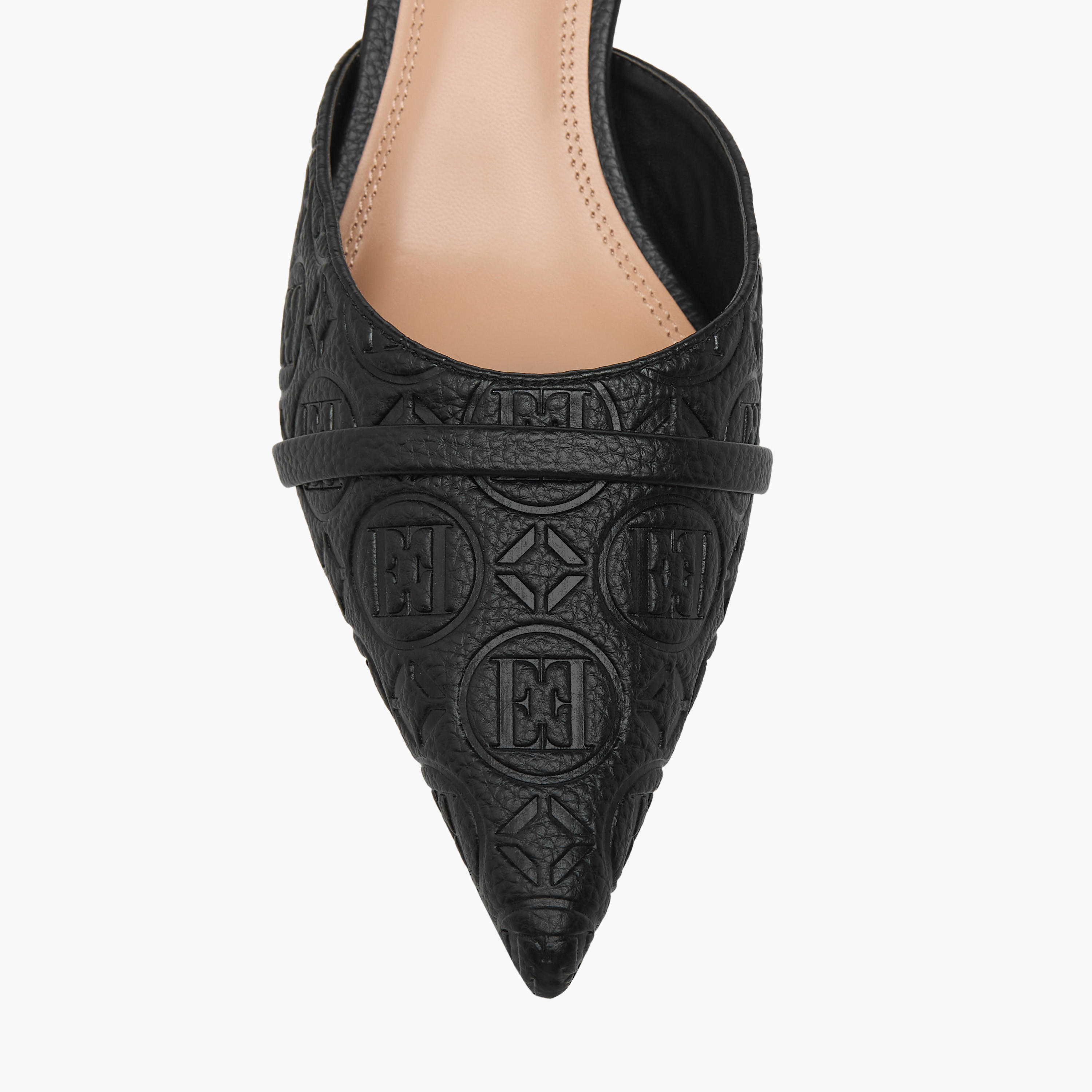 حذاء ميول سهل الارتداء بنقوش مونوجرام وكعب صغير للنساء من إيل-women-shoes-sandals-heeled-image-5