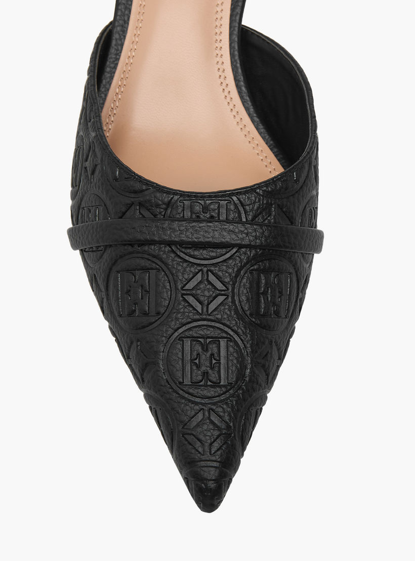 حذاء ميول سهل الارتداء بنقوش مونوجرام وكعب صغير للنساء من إيل-women-shoes-sandals-heeled-image-5