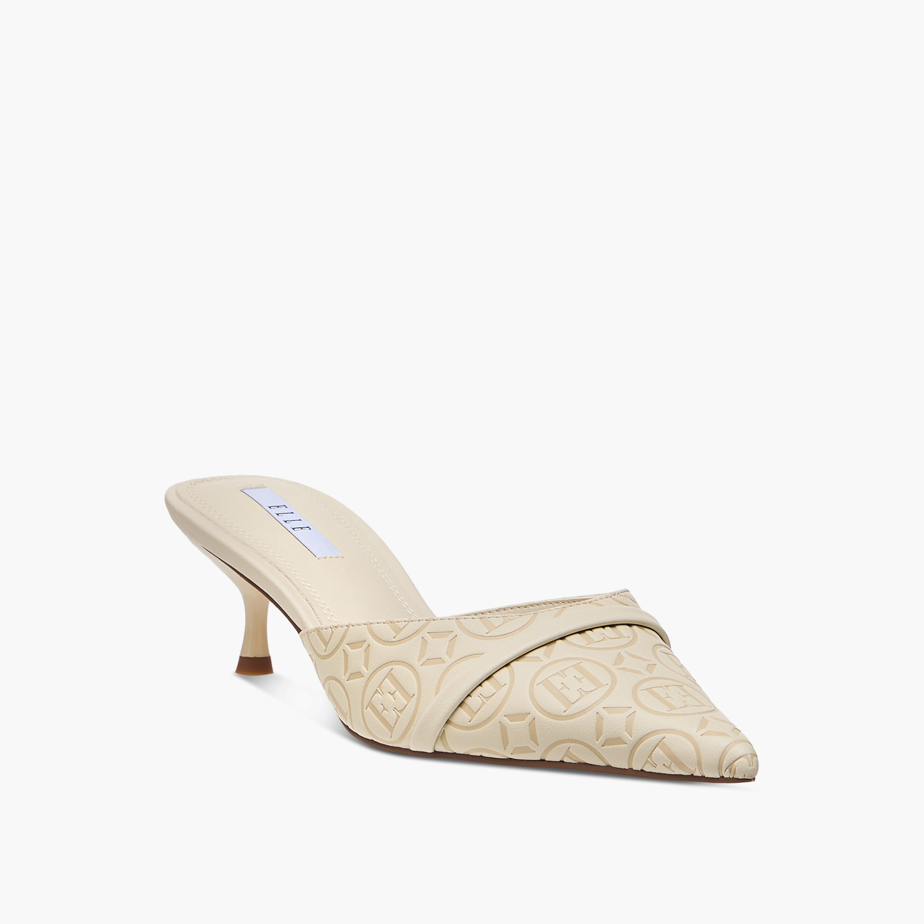 حذاء ميول سهل الارتداء بتفاصيل مونوجرام وكعب صغير للنساء من إيل-women-shoes-sandals-heeled-image-2