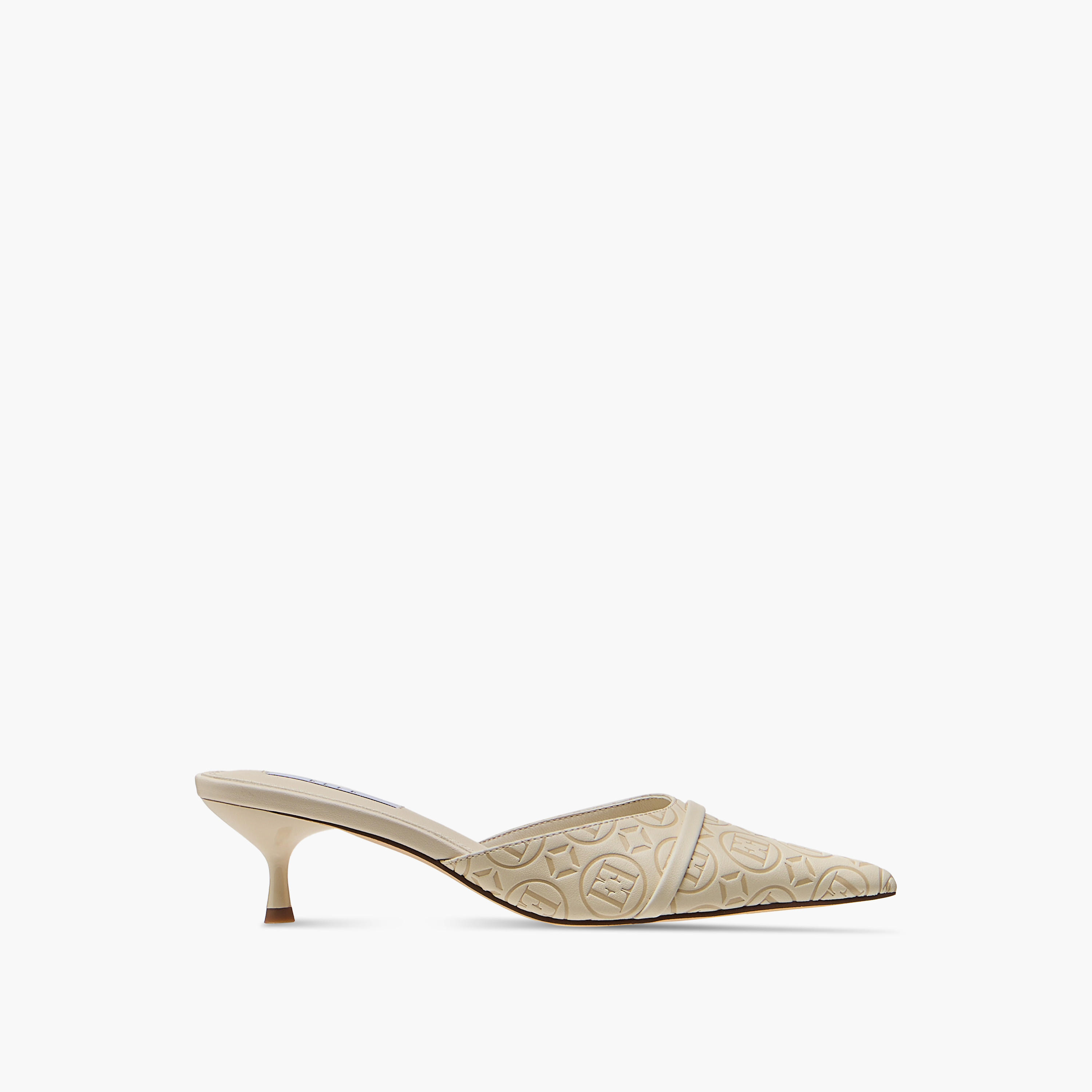 Elle Women's Monogram Detail Slip-On Mules with Kitten Heels-women-shoes-sandals-heeled-image-3