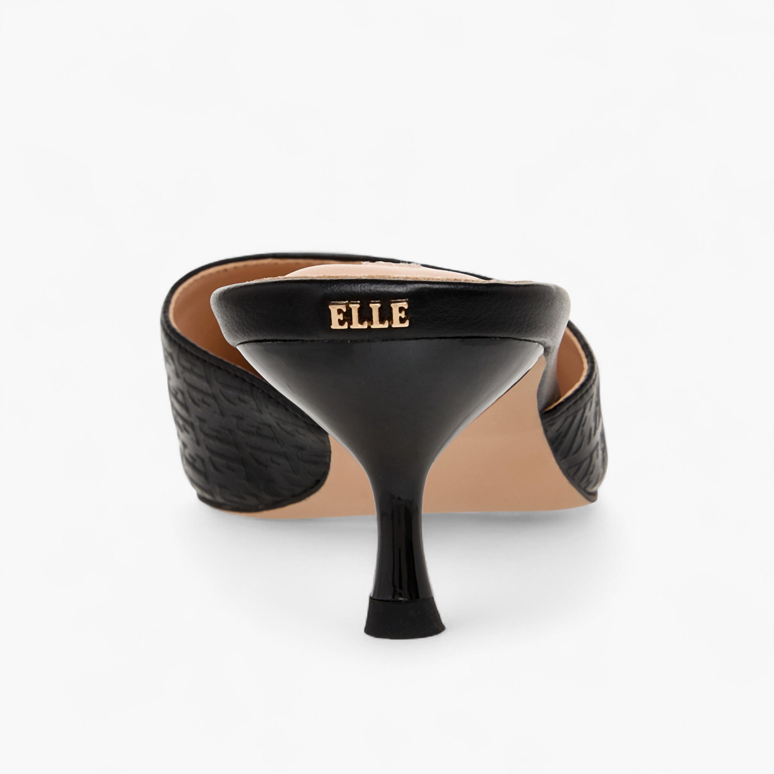Elle Women Monogram Embossed Kitten Heel Mules-women-shoes-sandals-heeled-image-5
