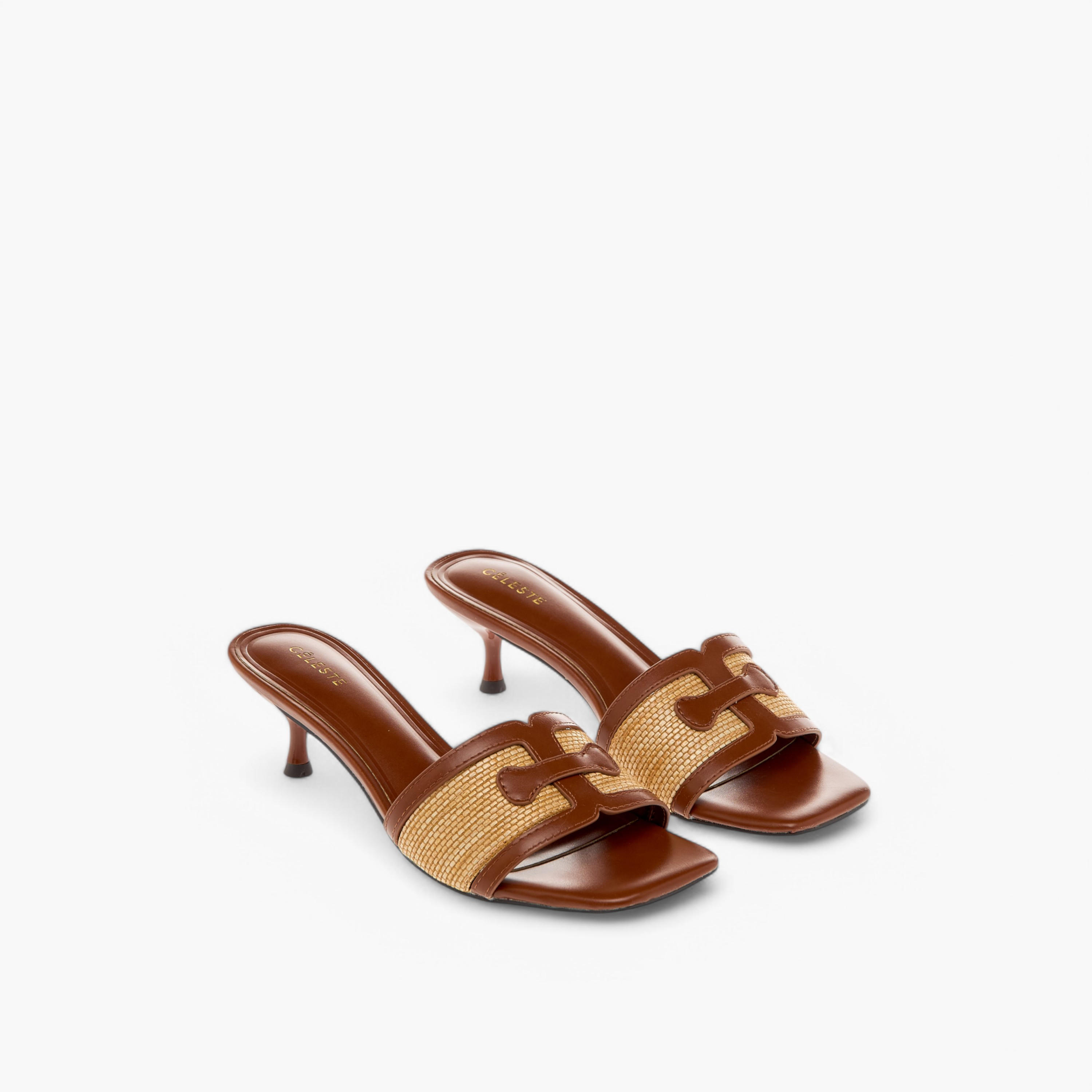 Celeste Women's Textured Slip-On Sandals with Kitten Heels-women-shoes-sandals-heeled-image-1
