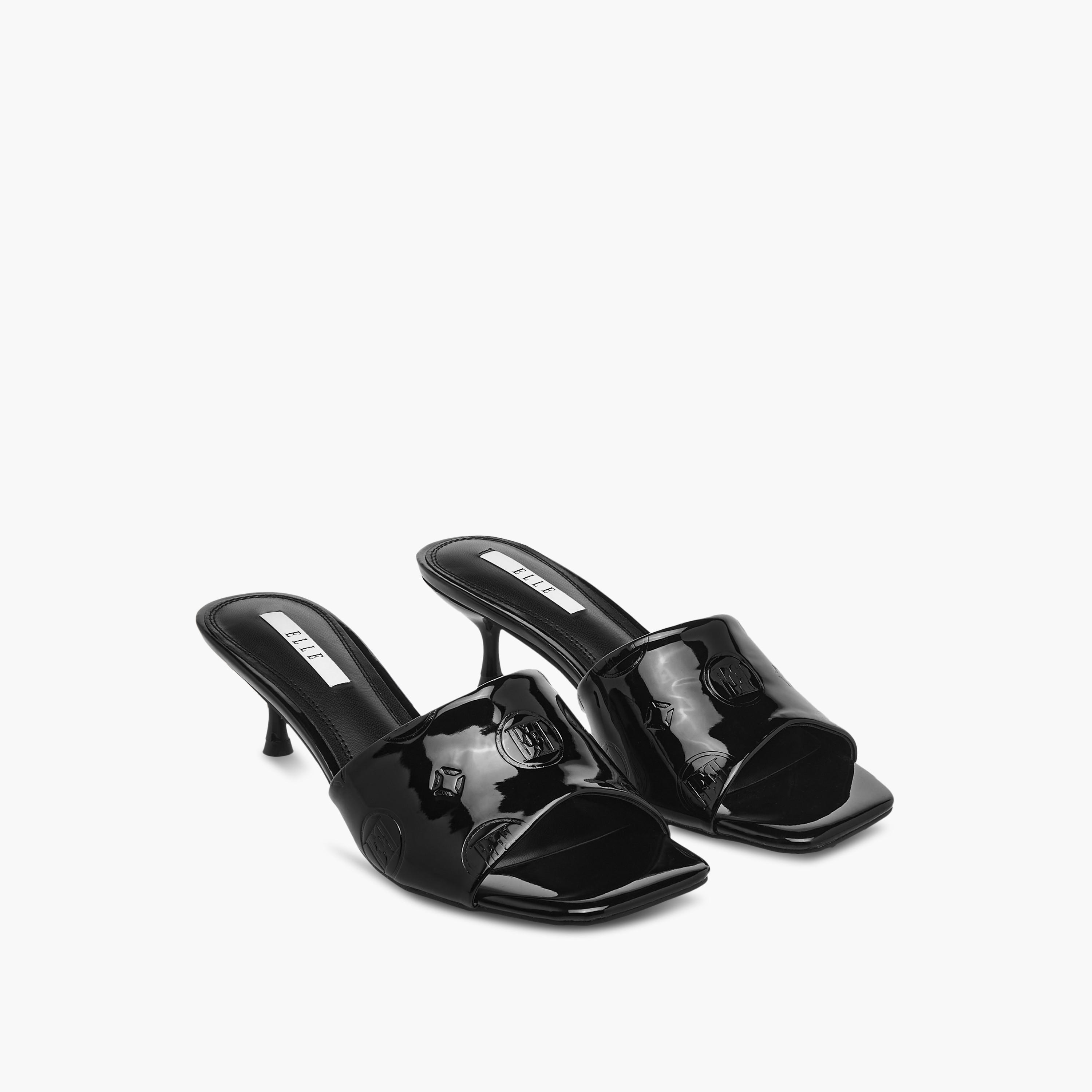 Elle Women's Logo Embossed Slip-On Sandals with Kitten Heels-women-shoes-heels-image-1