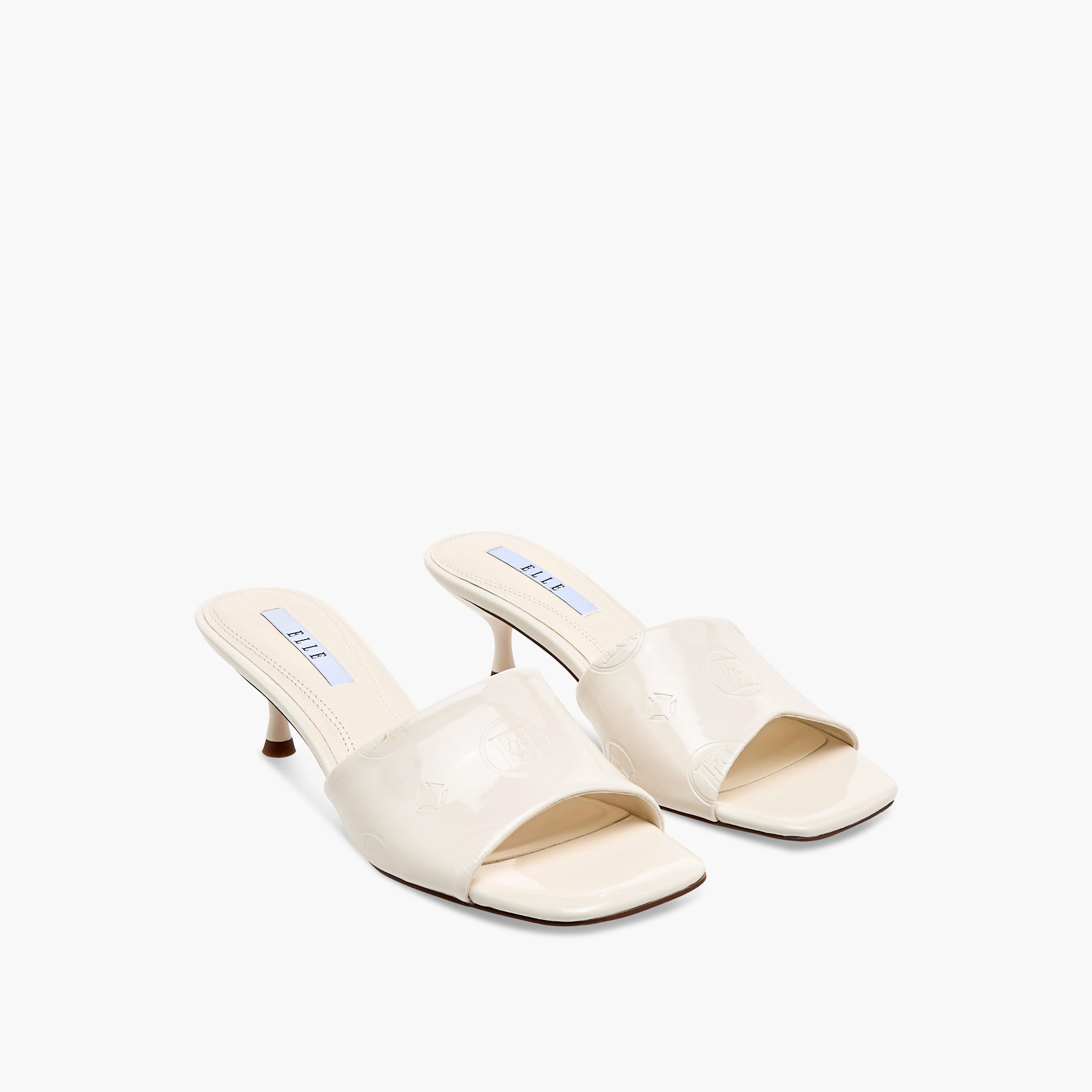 Elle Women's Logo Embossed Slip-On Sandals with Kitten Heels-women-shoes-heels-image-1