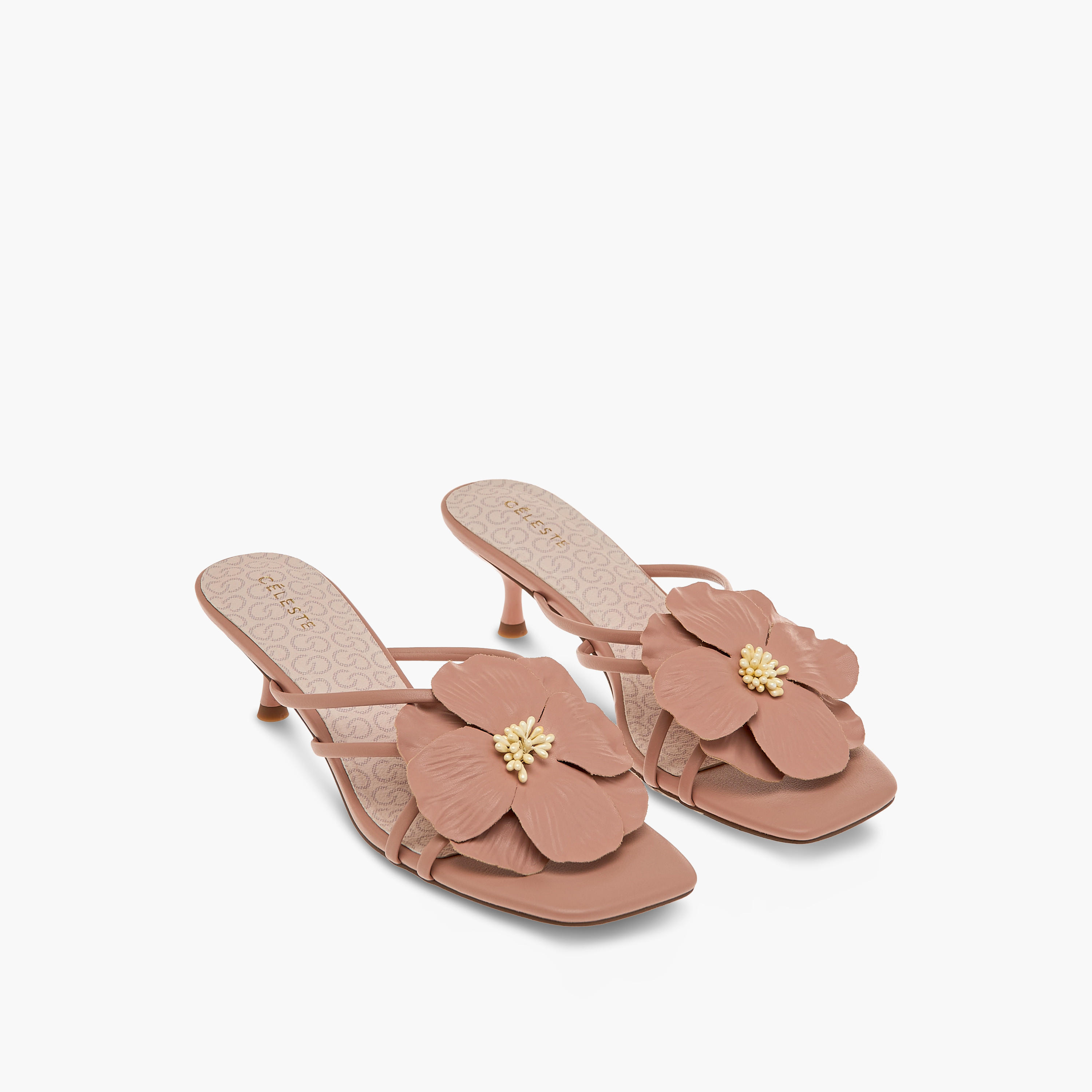 Celeste Women's Flower Applique Slip-On Sandals with Kitten Heels-women-shoes-sandals-heeled-image-1