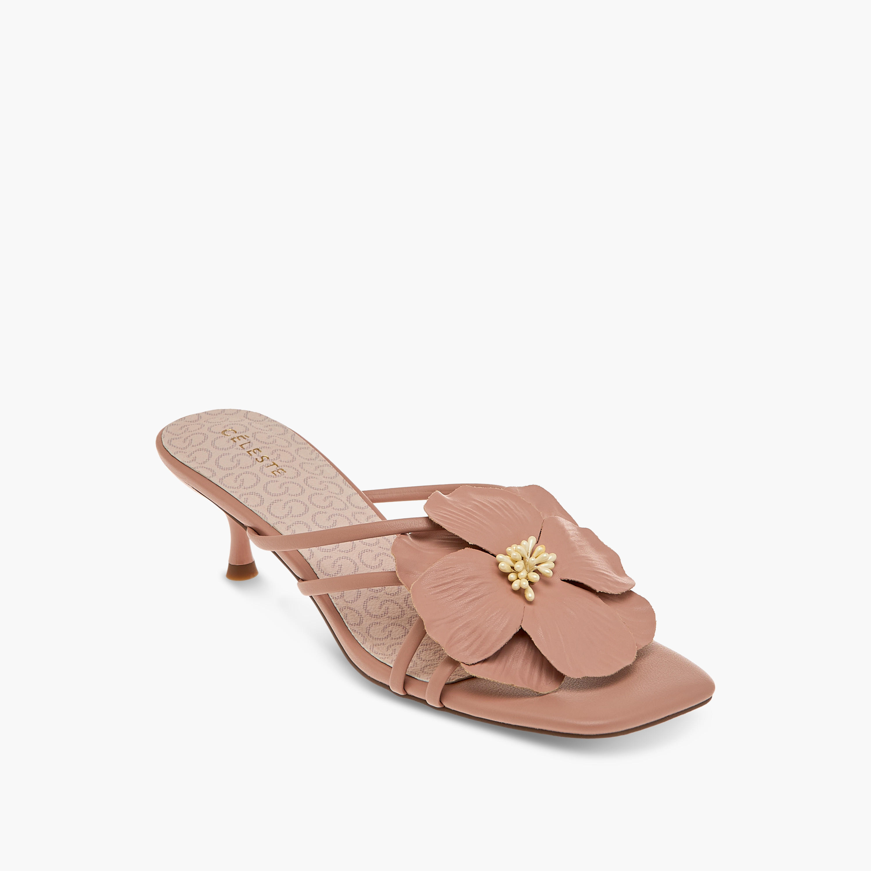 Celeste Women's Flower Applique Slip-On Sandals with Kitten Heels-women-shoes-sandals-heeled-image-2