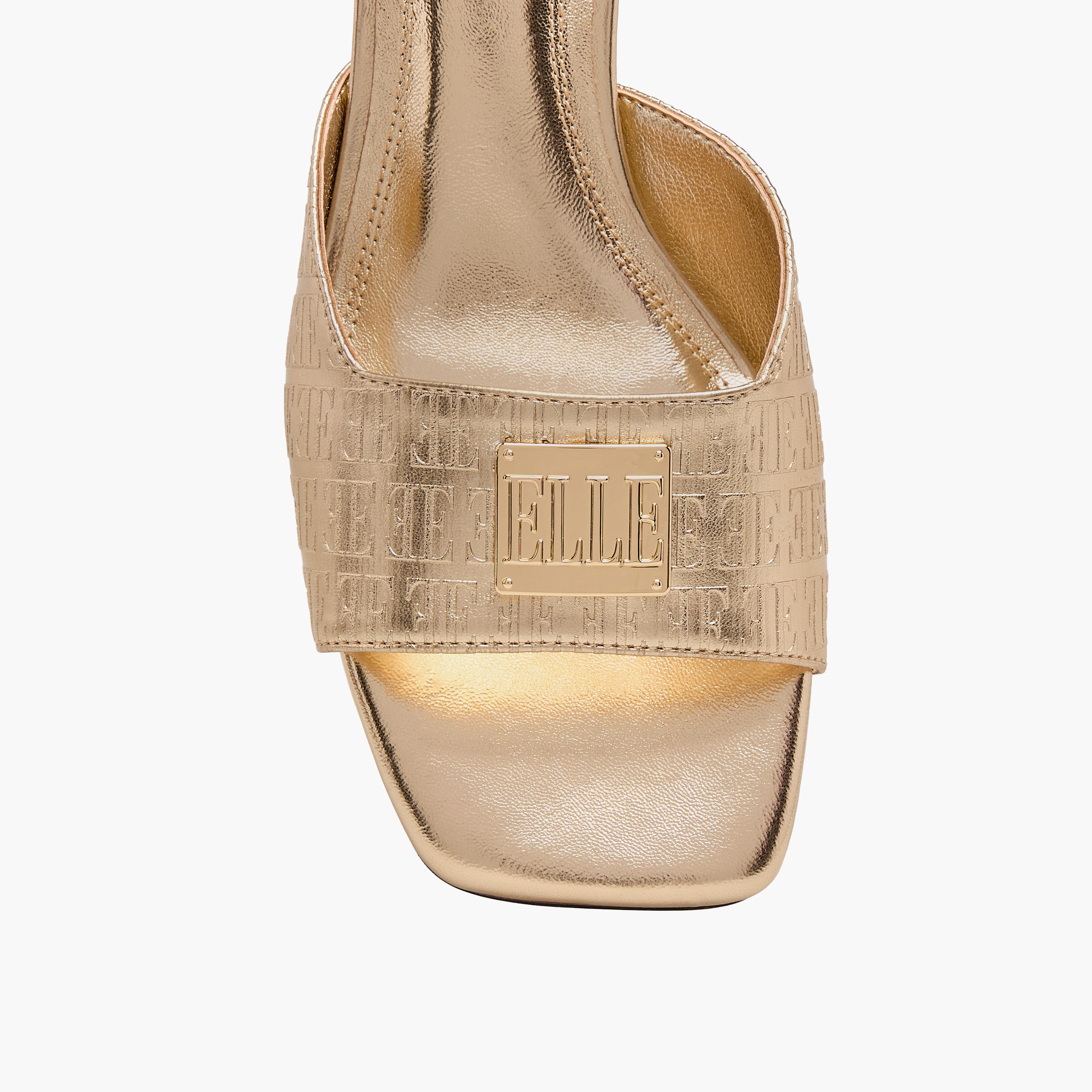 Elle Women's Monogram Embossed Slip-On Sandals with Kitten Heels-women-shoes-sandals-heeled-image-9
