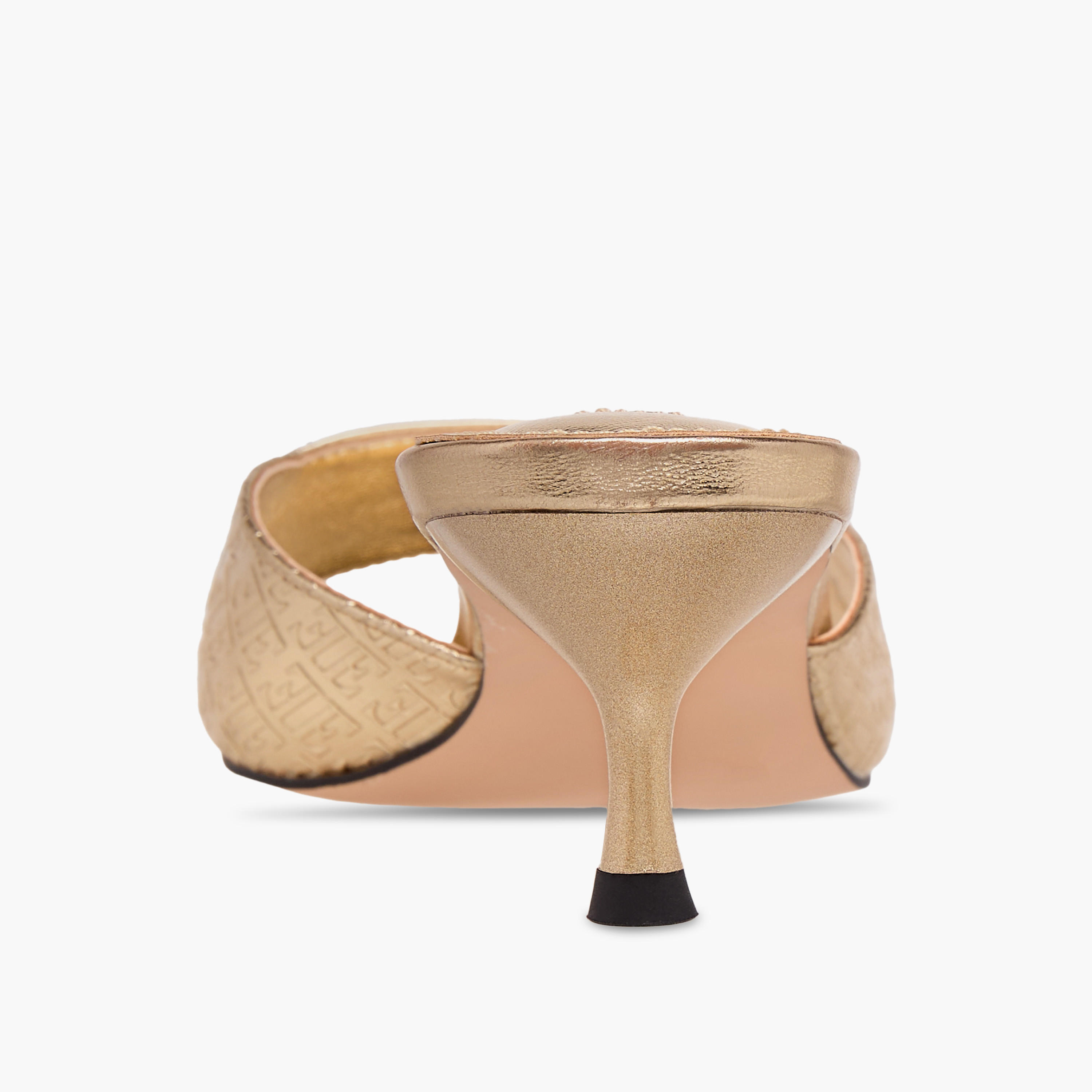 Elle Women's Monogram Embossed Slip-On Sandals with Kitten Heels-women-shoes-sandals-heeled-image-10