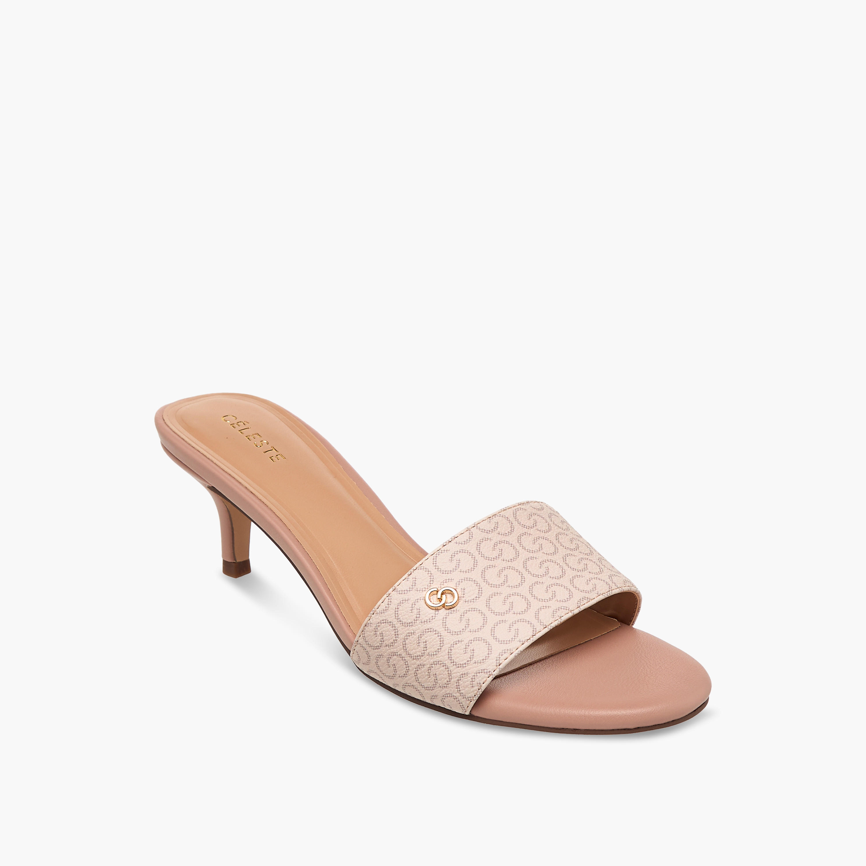 Celeste Women's Monogram Print Open Toe Sandals with Kitten Heels-women-shoes-sandals-heeled-image-2