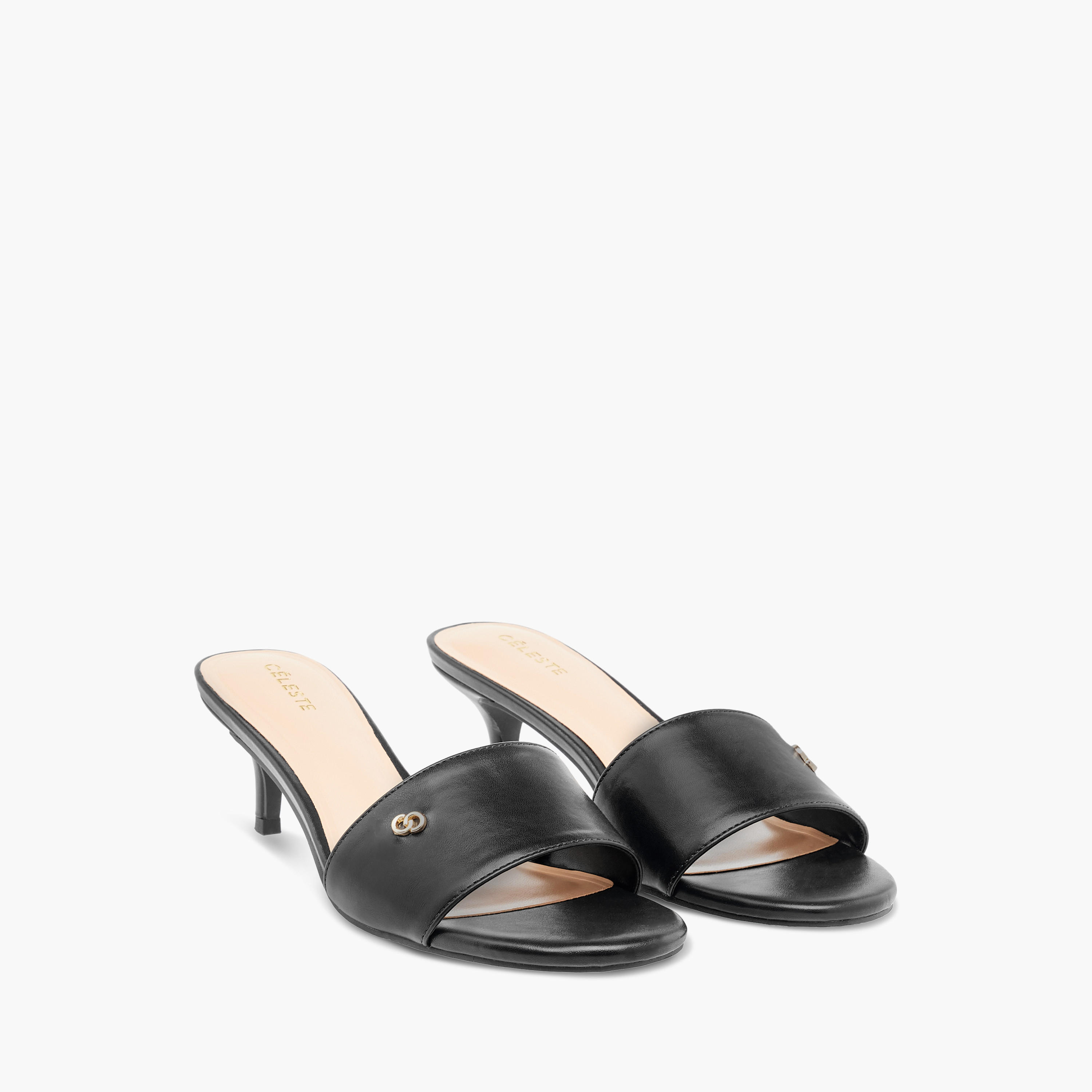 Celeste Women's Solid Slip-On Sandals with Kitten Heels-women-shoes-sandals-heeled-image-1