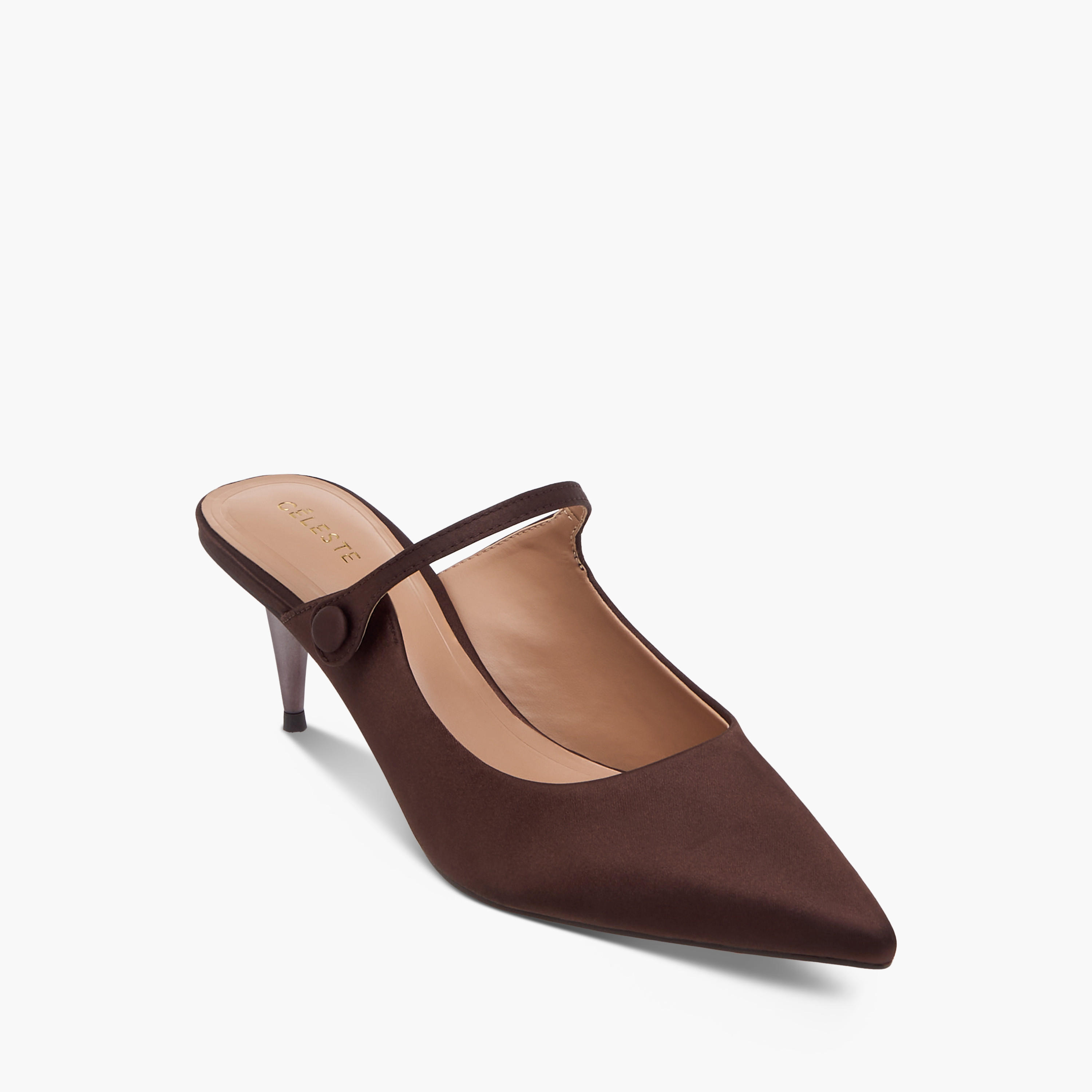 Celeste Women's Solid Pointed Toe Slip-On Shoes with Cone Heels-women-shoes-heels-image-2