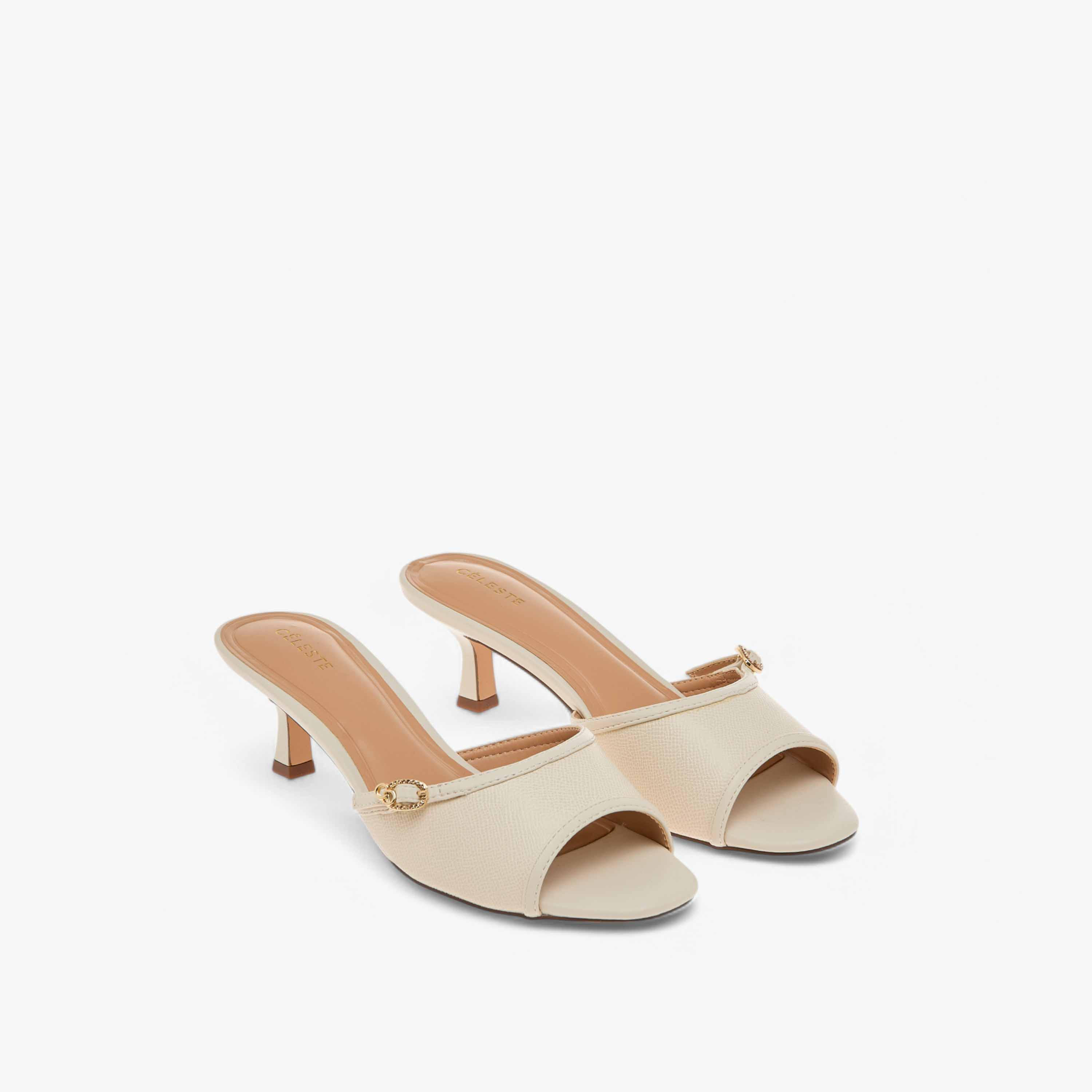 Celeste Women's Buckle Accent Slip-On Sandals with Kitten Heels-women-shoes-sandals-heeled-image-1
