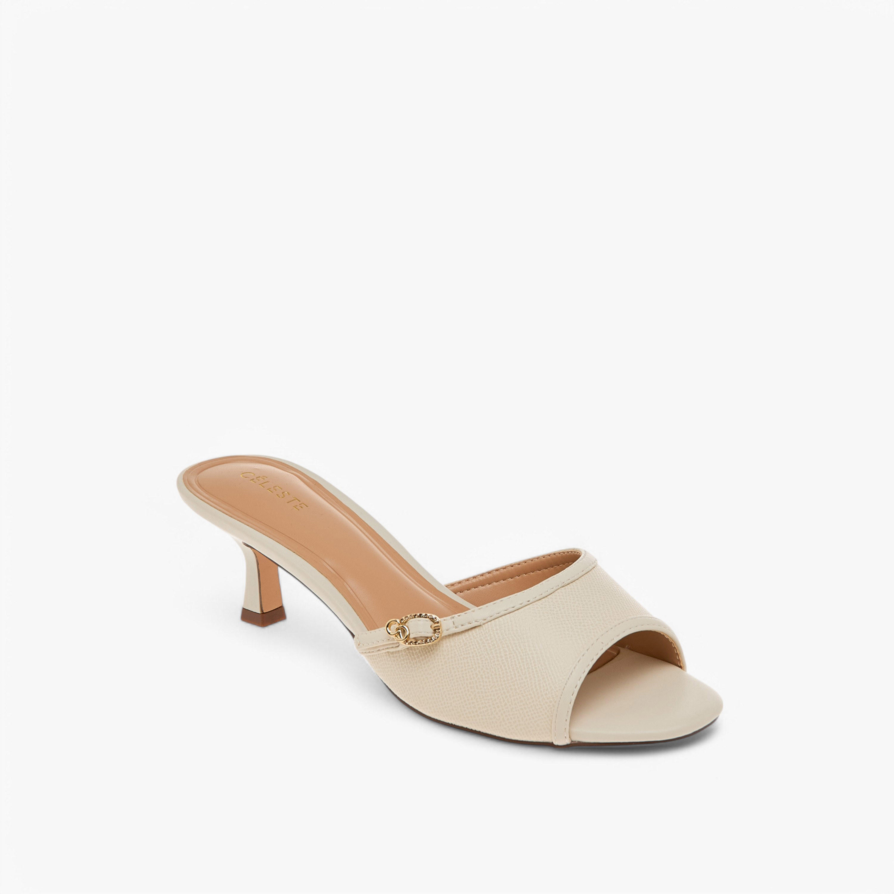 Celeste Women's Buckle Accent Slip-On Sandals with Kitten Heels-women-shoes-sandals-heeled-image-2